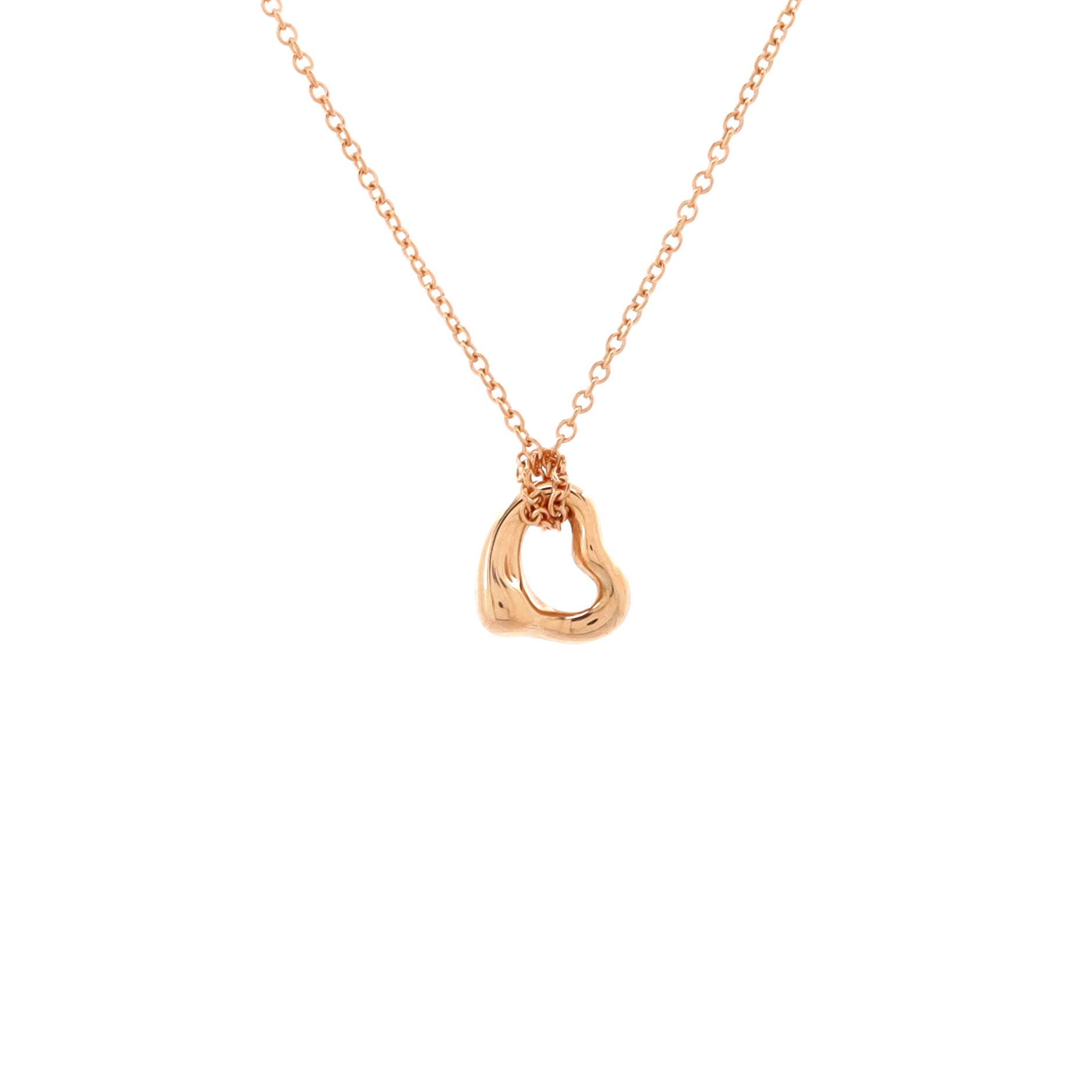 Elsa Peretti Open Heart Pendant Necklace 18K Rose Gold 7mm