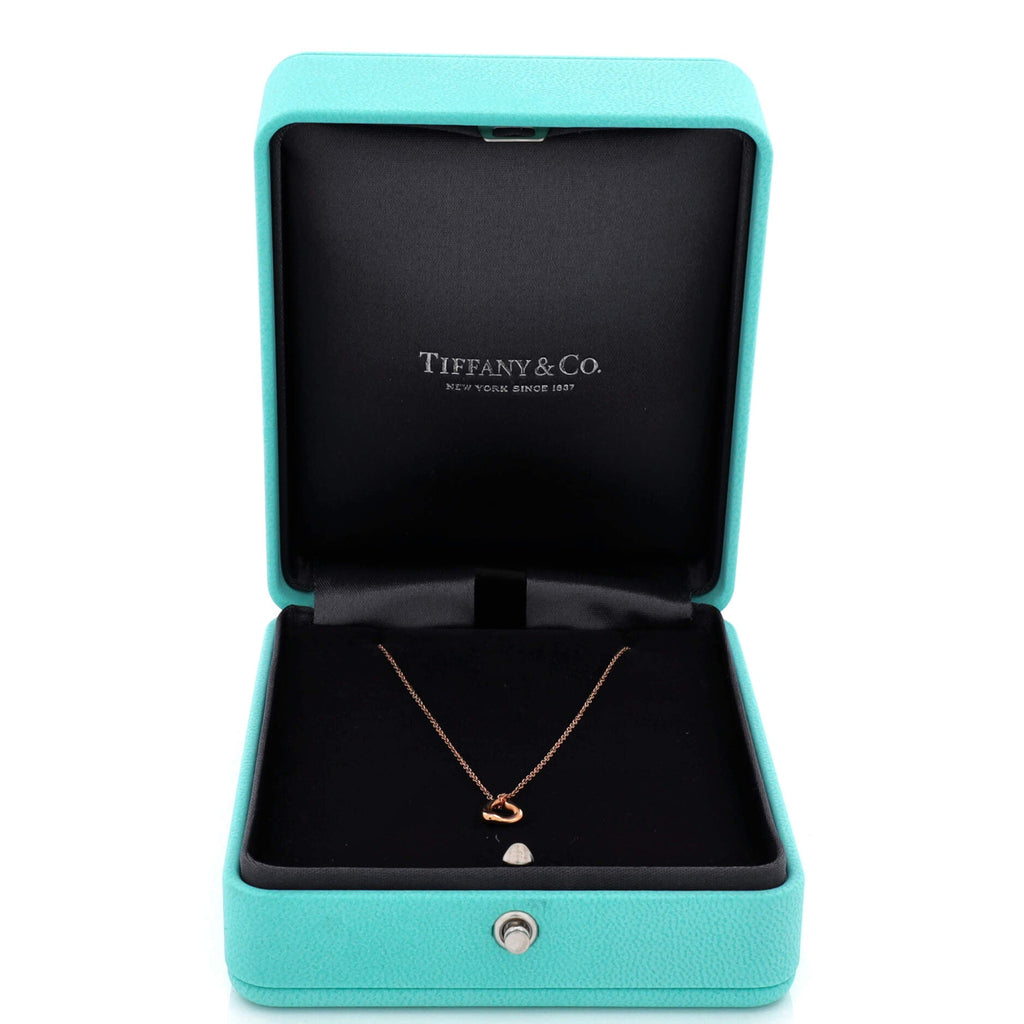 Elsa Peretti Open Heart Pendant Necklace 18K Rose Gold 7mm