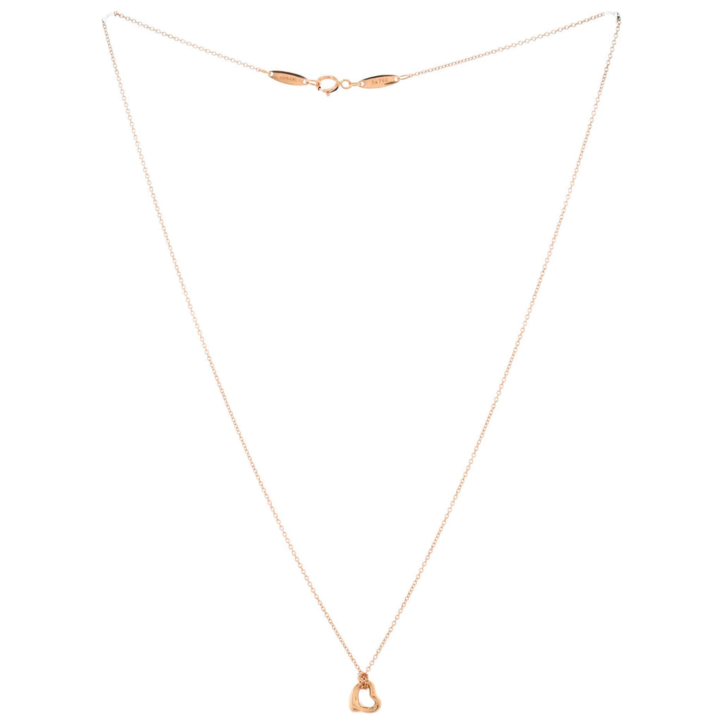 Elsa Peretti Open Heart Pendant Necklace 18K Rose Gold 7mm