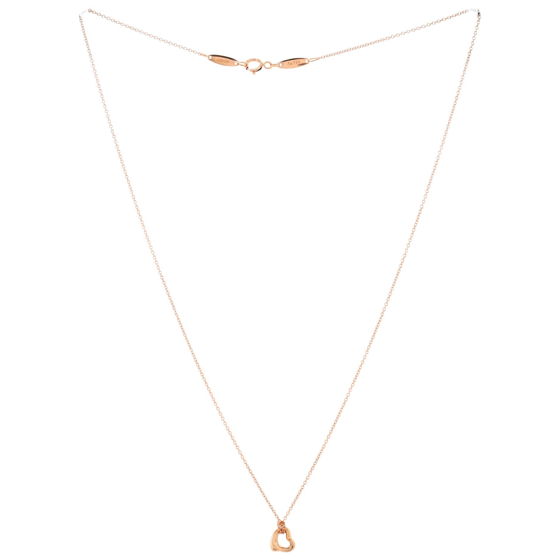 Elsa Peretti Open Heart Pendant Necklace 18K Rose Gold 7mm