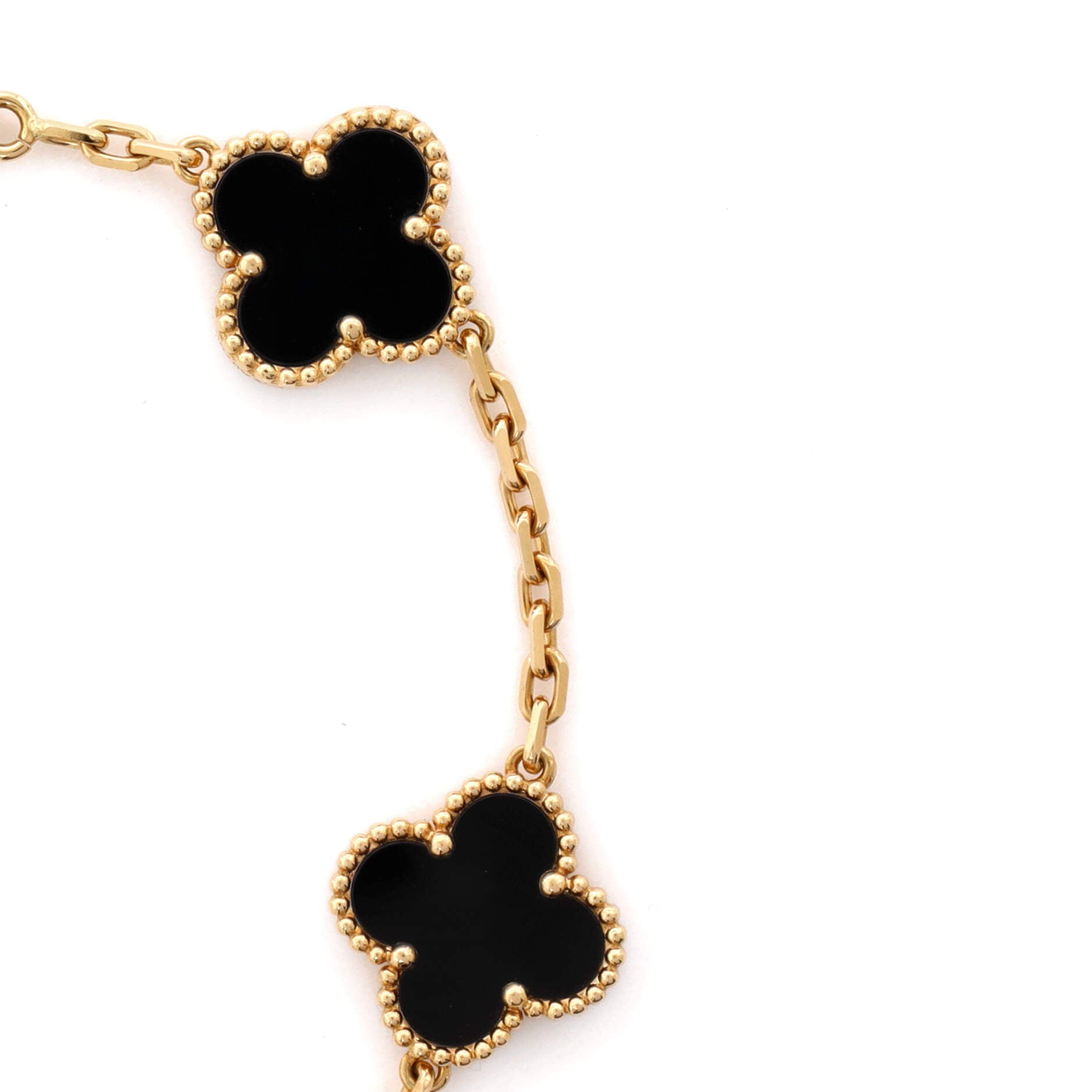 Vintage Alhambra 5 Motifs Bracelet 18K Yellow Gold and Onyx