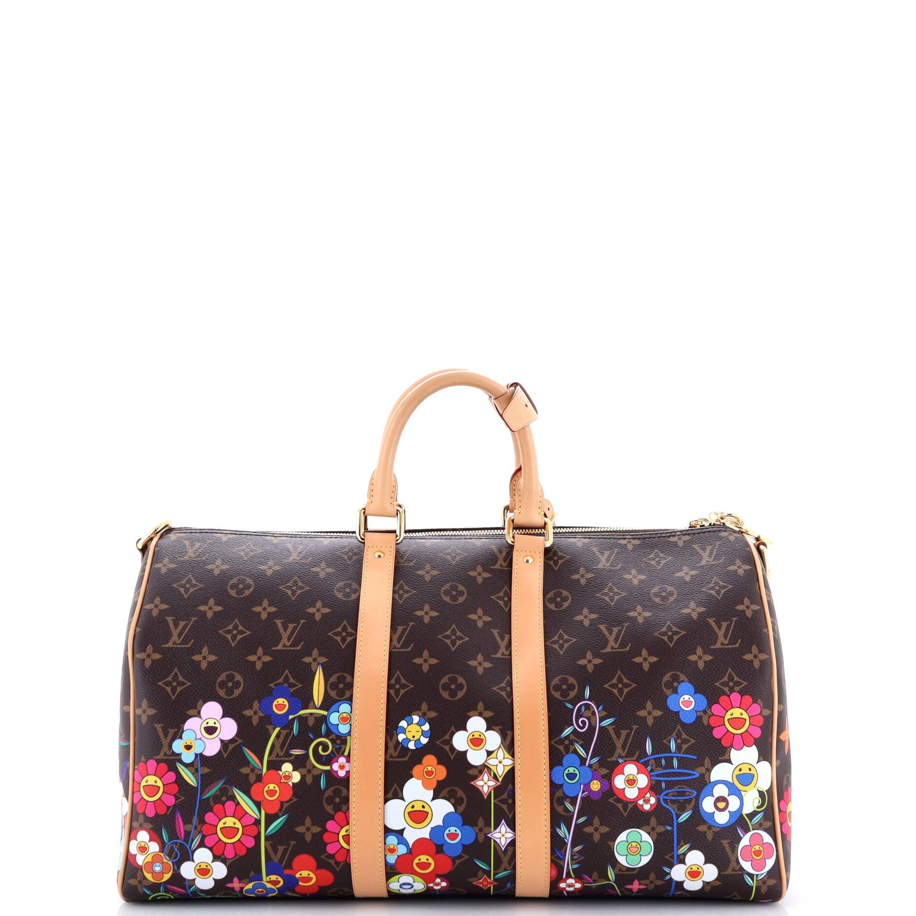x Takashi Murakami Keepall Bandouliere Bag Flowers Monogram Canvas 45