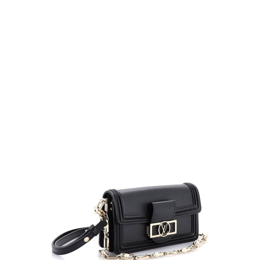 Dauphine Shoulder Bag Leather with Faux Pearls East West
