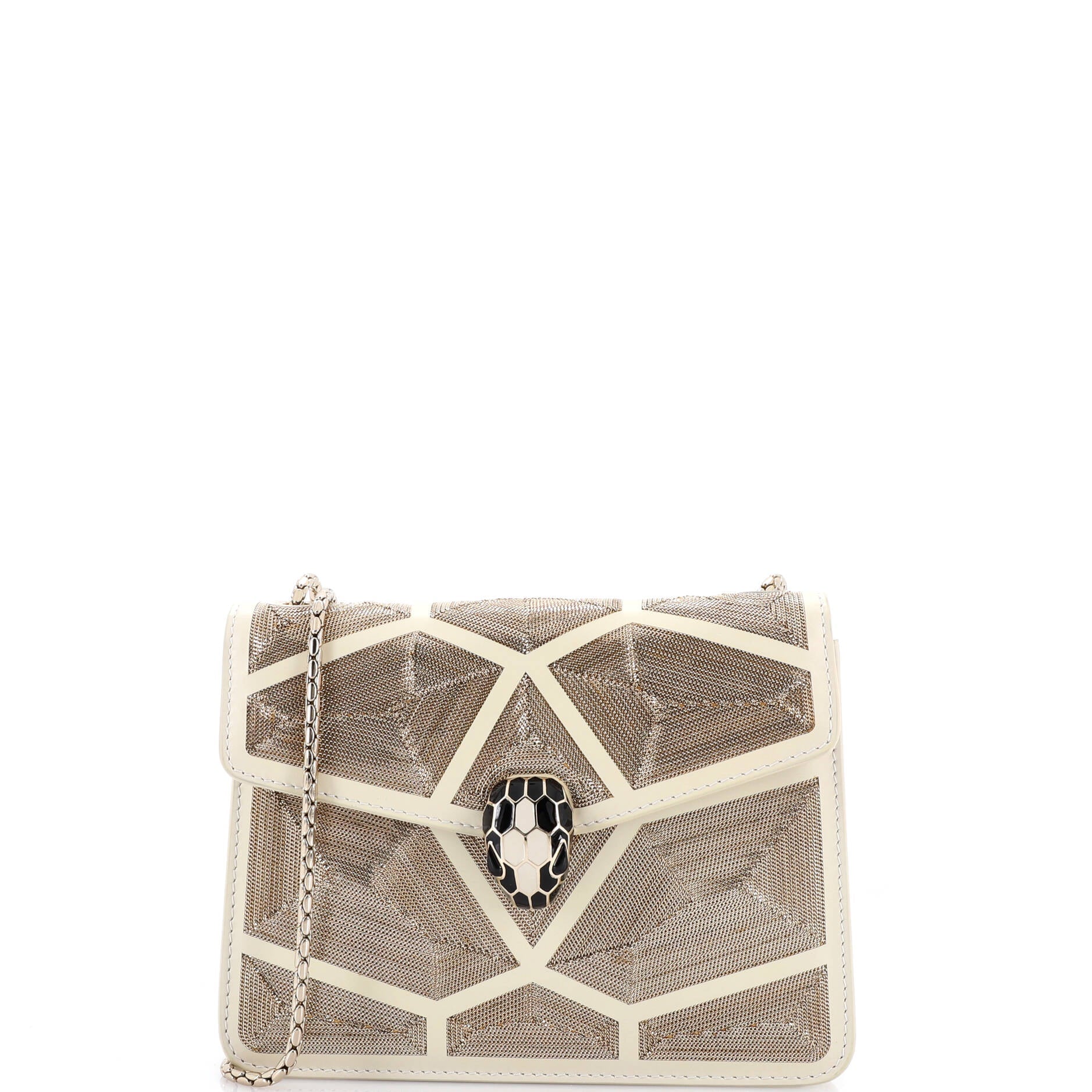 Serpenti Forever Square Shoulder Bag Chain Embellished Leather Mini
