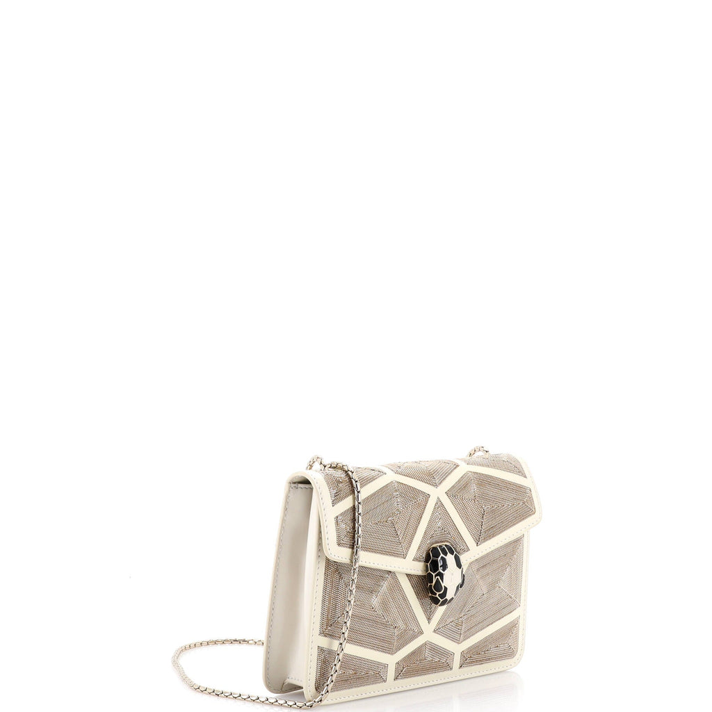 Serpenti Forever Square Shoulder Bag Chain Embellished Leather Mini