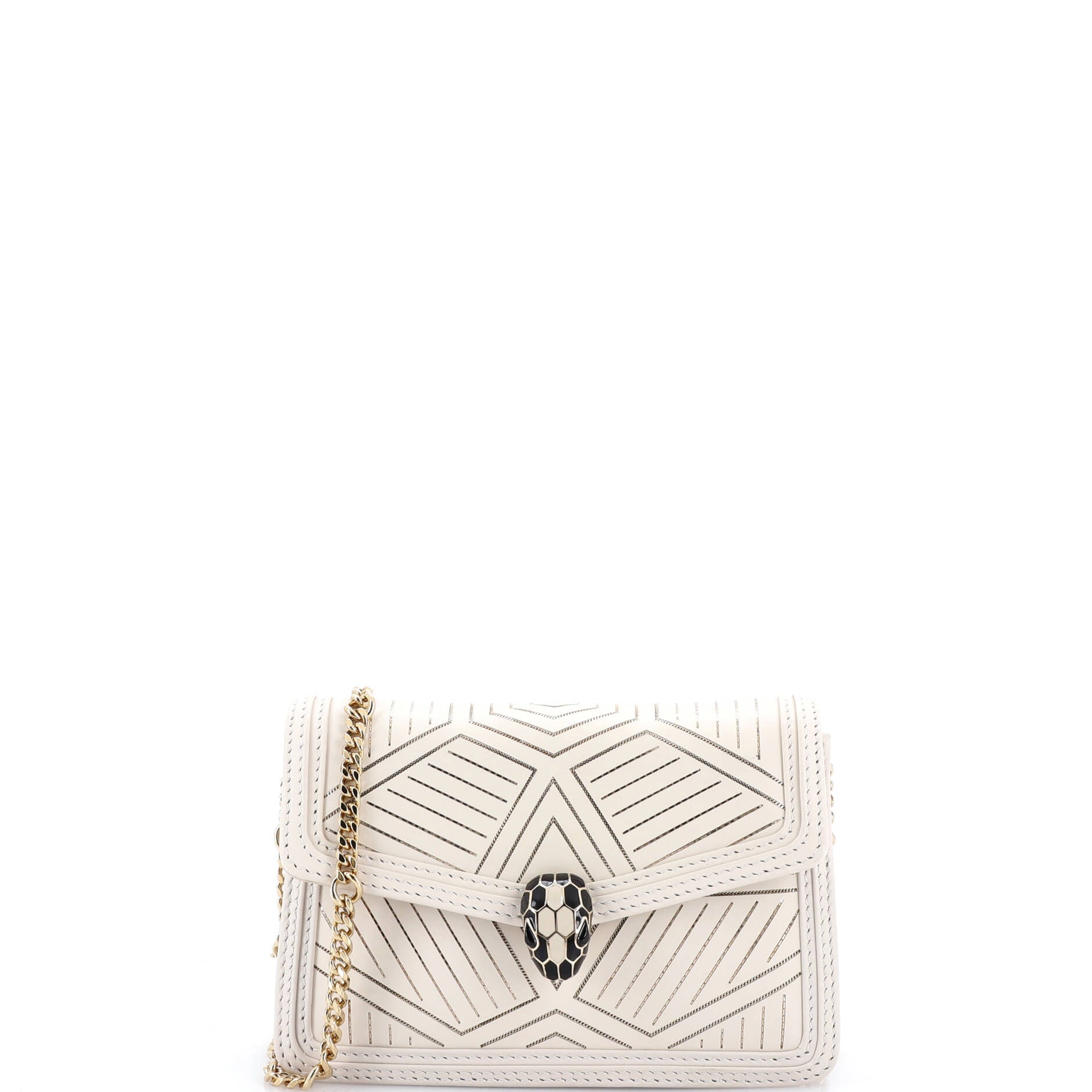 Serpenti Forever Square Shoulder Bag Chain Embellished Leather Mini