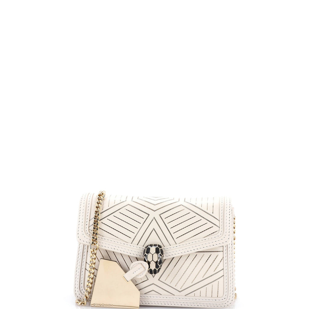 Serpenti Forever Square Shoulder Bag Chain Embellished Leather Mini