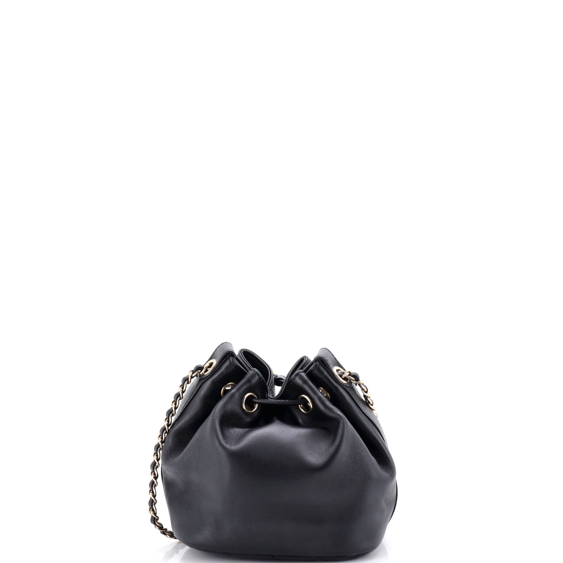 Giant Crystal Drawstring Bucket Bag Lambskin