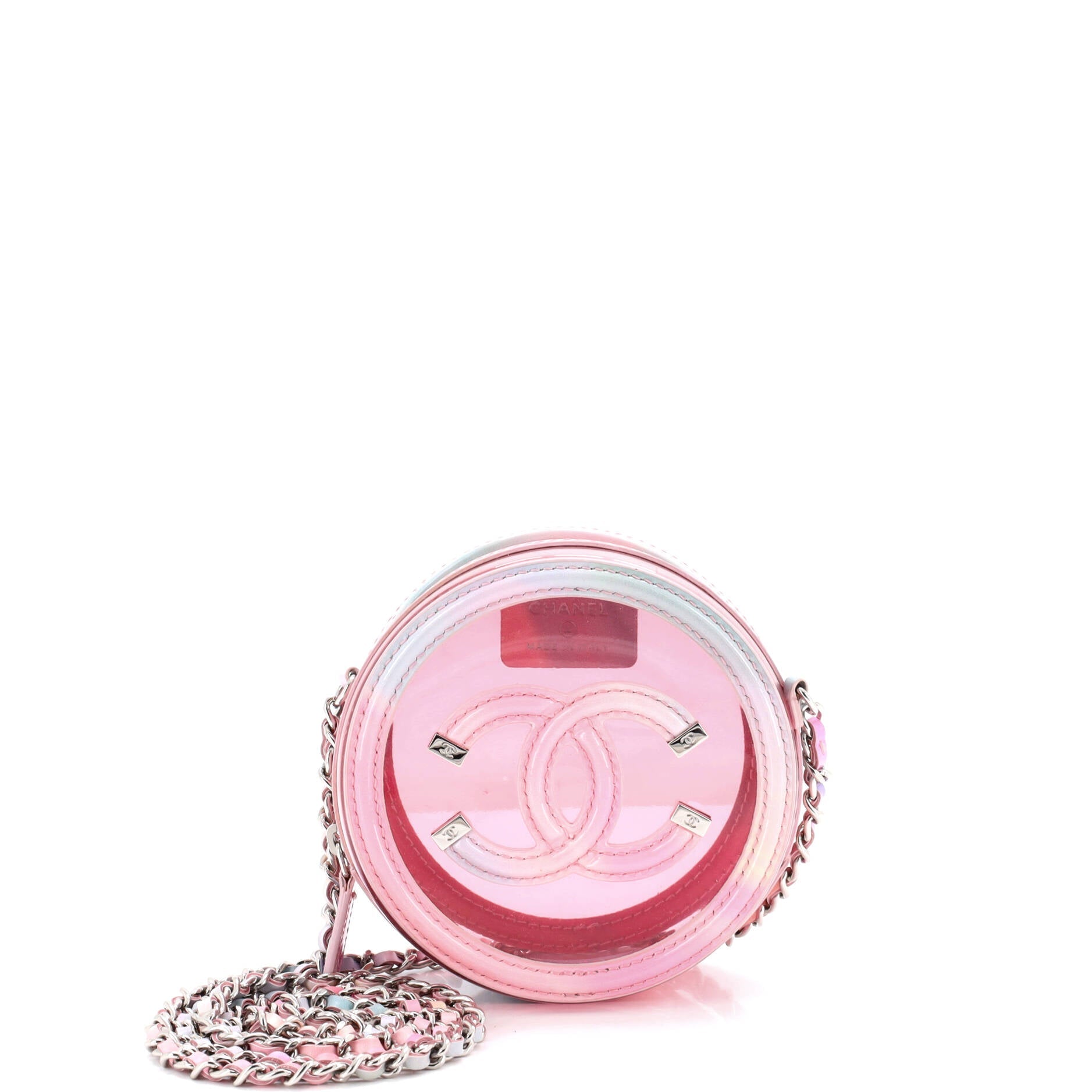 Filigree Round Clutch with Chain PVC with Lambskin Mini