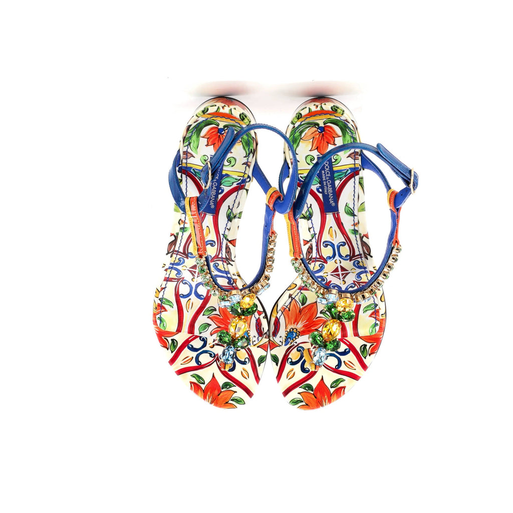 Women's Crystal Thong Sandals Printed Patent