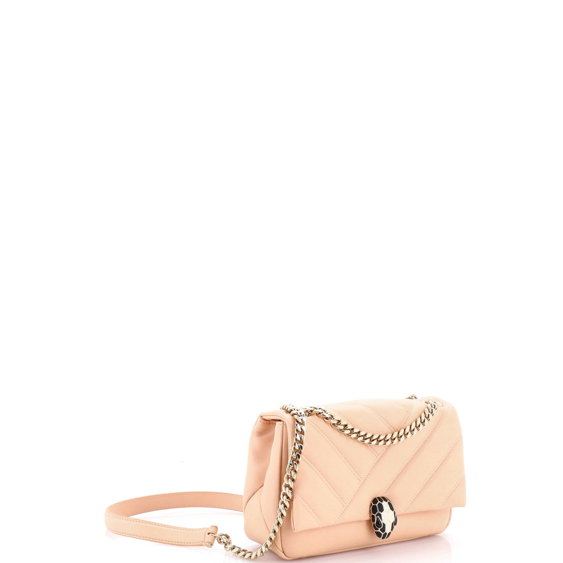 Serpenti Cabochon Shoulder Bag Diagonal Quilted Leather Small