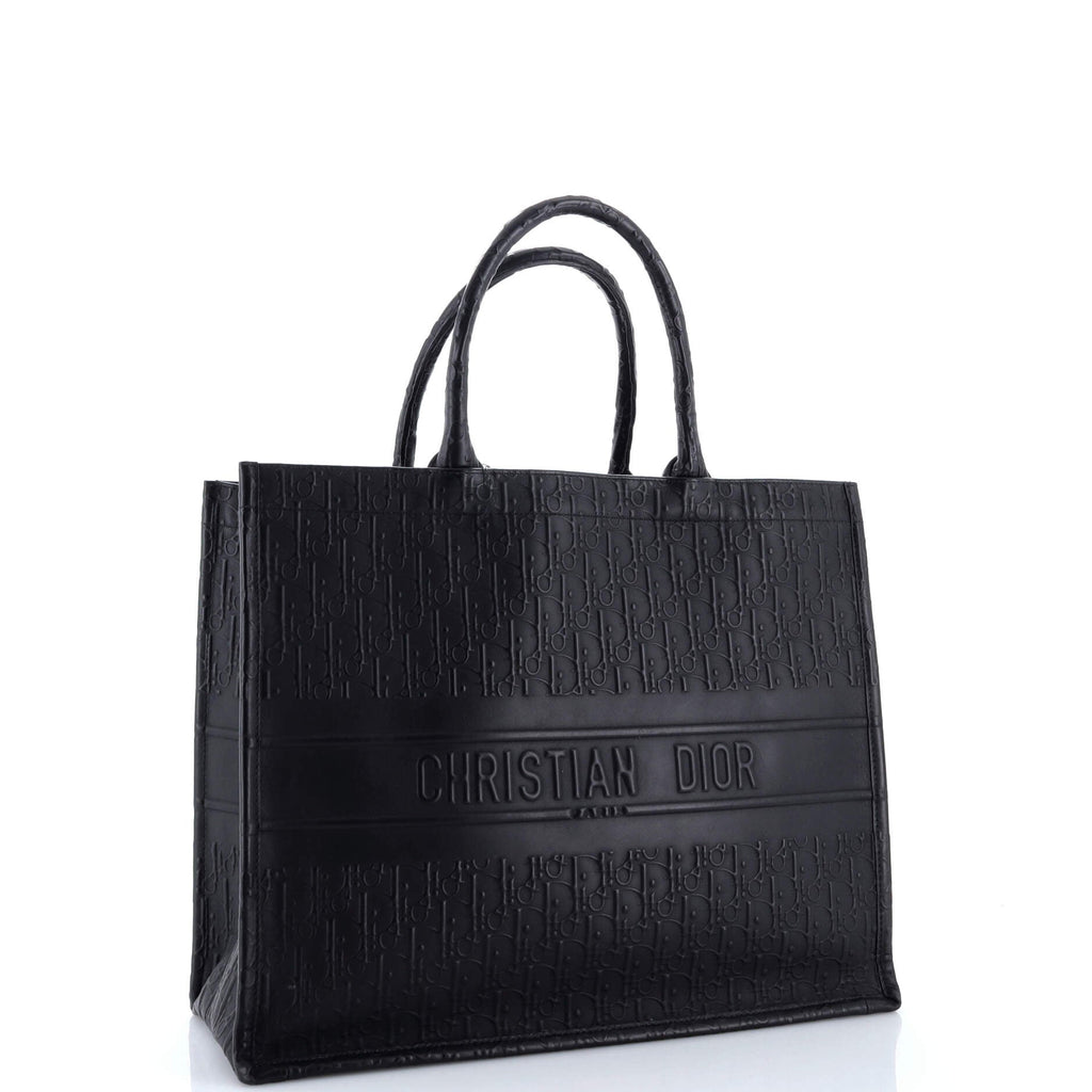 Book Tote Oblique Embossed Calfskin Large