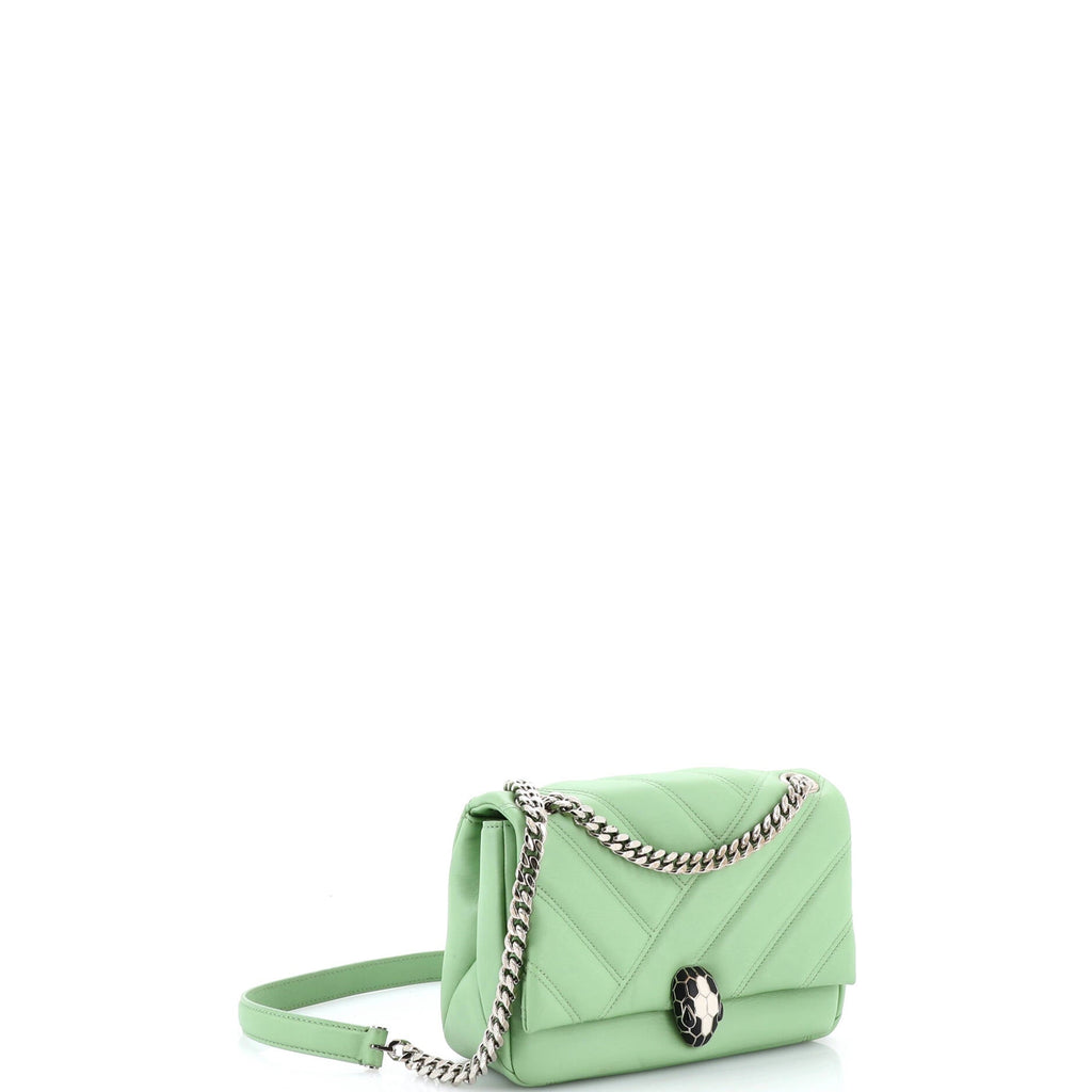Serpenti Cabochon Shoulder Bag Diagonal Quilted Leather Small
