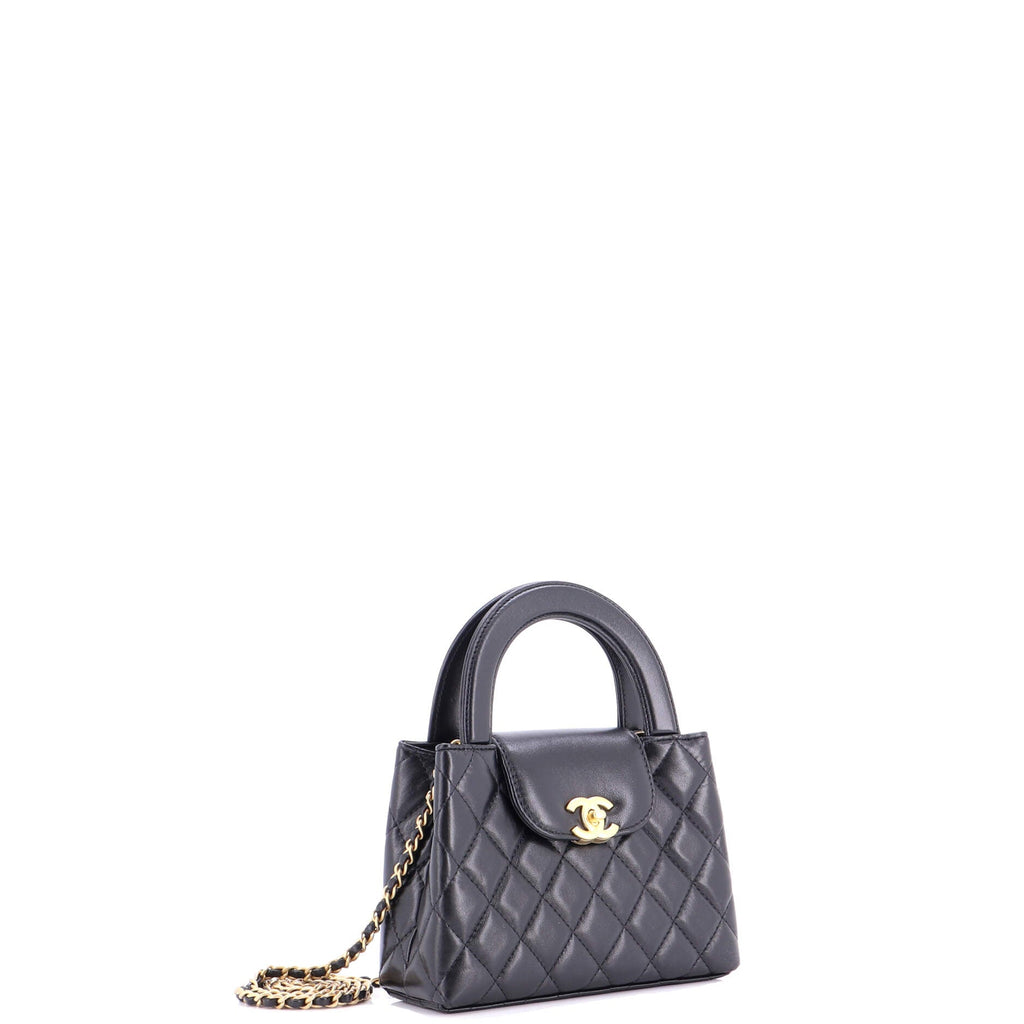 Kelly Top Handle Shopping Bag Quilted Shiny Aged Calfskin Mini