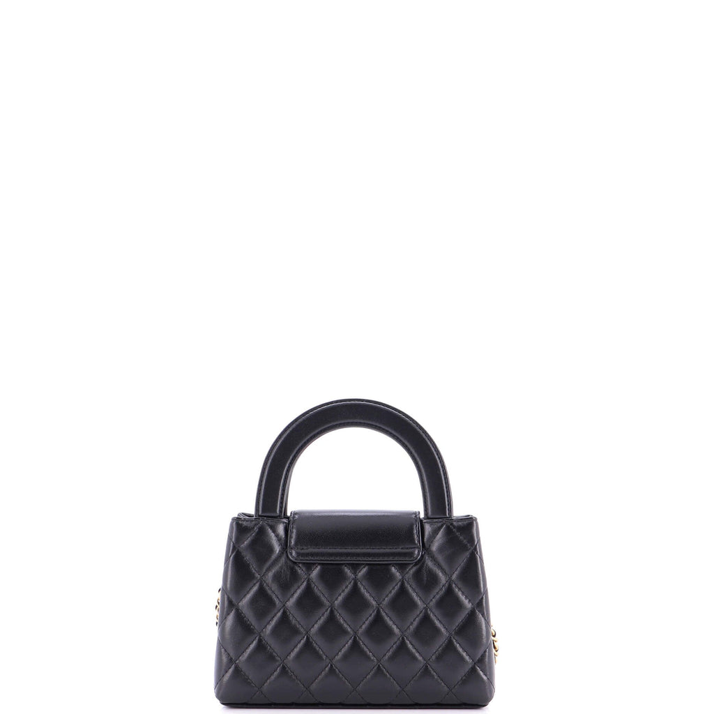 Kelly Top Handle Shopping Bag Quilted Shiny Aged Calfskin Mini