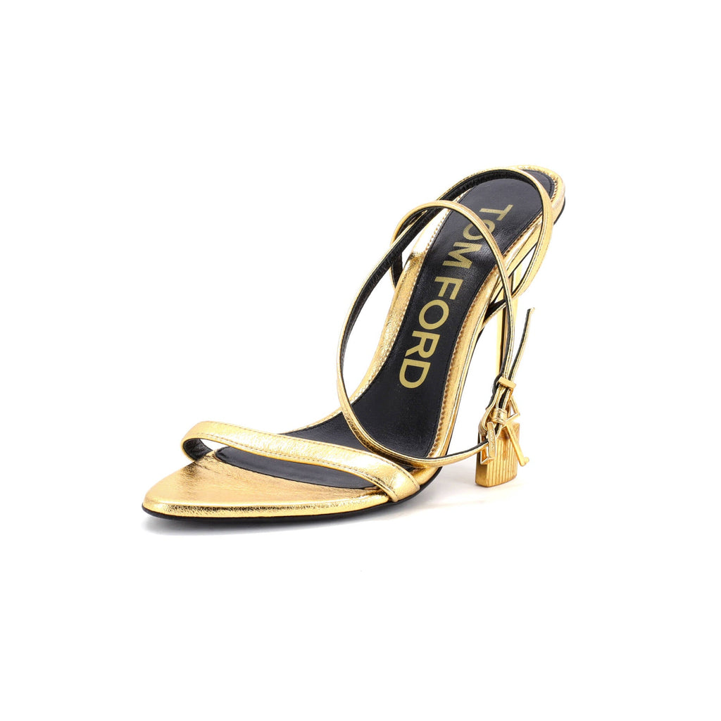 Women's Padlock Pointy Naked Heeled Sandals Leather 105