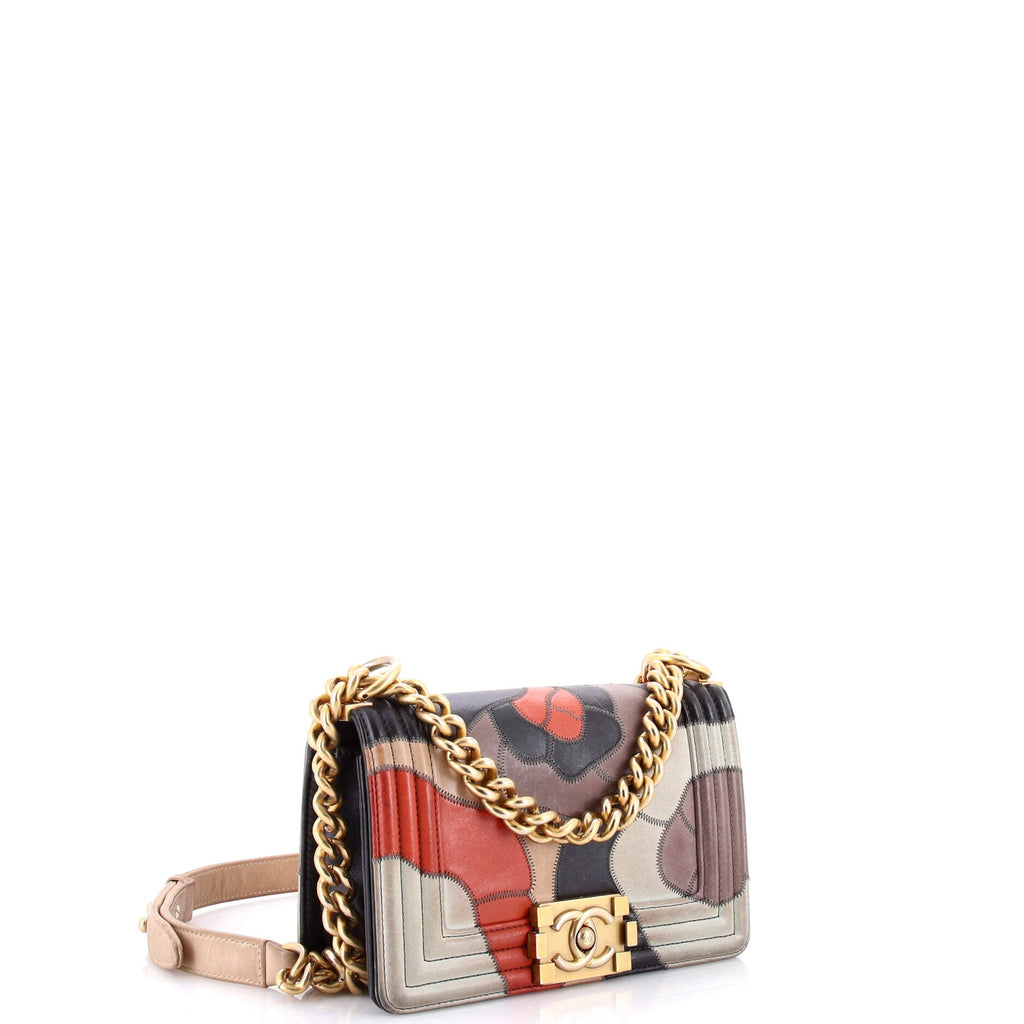 Boy Flap Bag Camellia Lambskin and Suede Patchwork Small