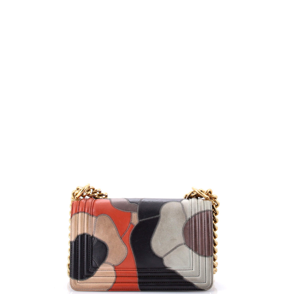 Boy Flap Bag Camellia Lambskin and Suede Patchwork Small
