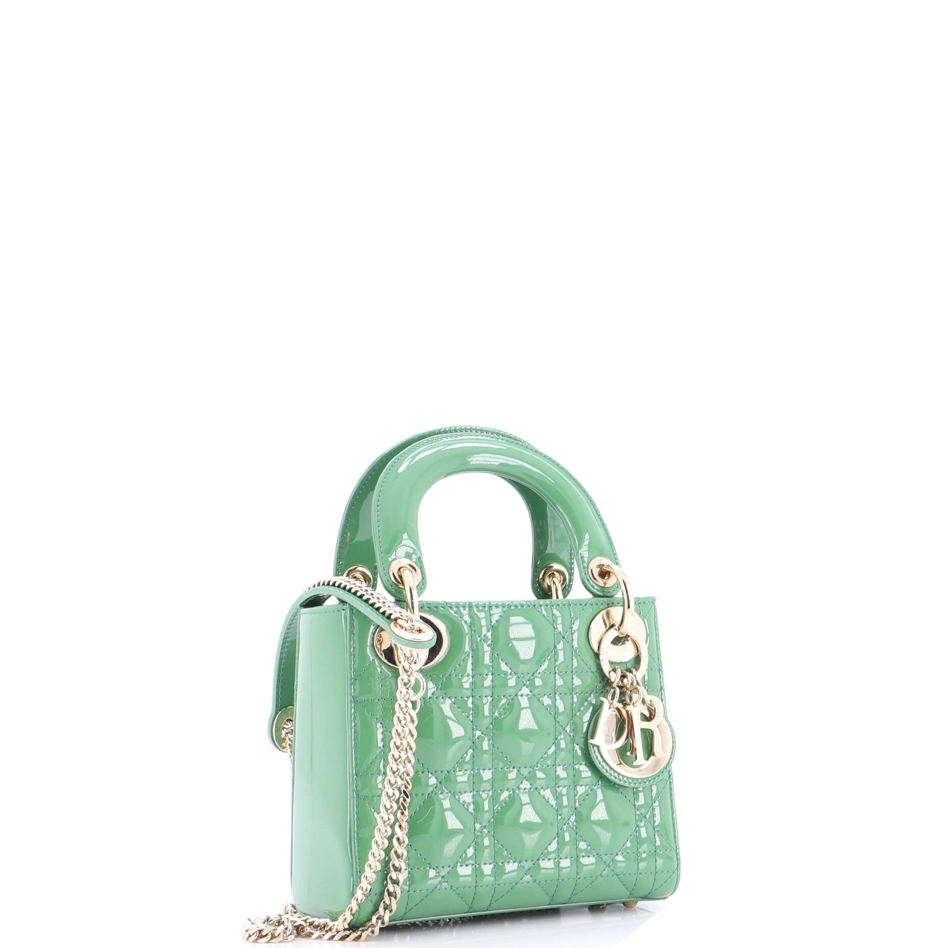 Lady Dior Chain Bag Cannage Quilt Patent Mini