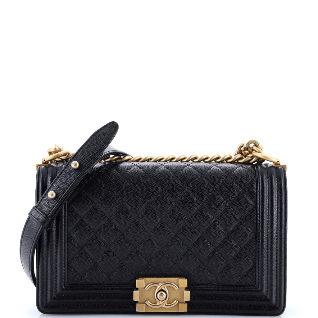 Boy Flap Bag Quilted Caviar Old Medium