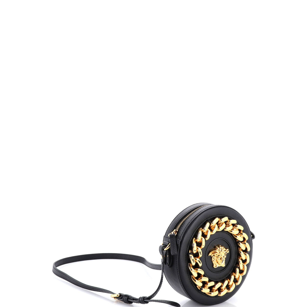 La Medusa Round Camera Bag Leather with Chain Detail Small