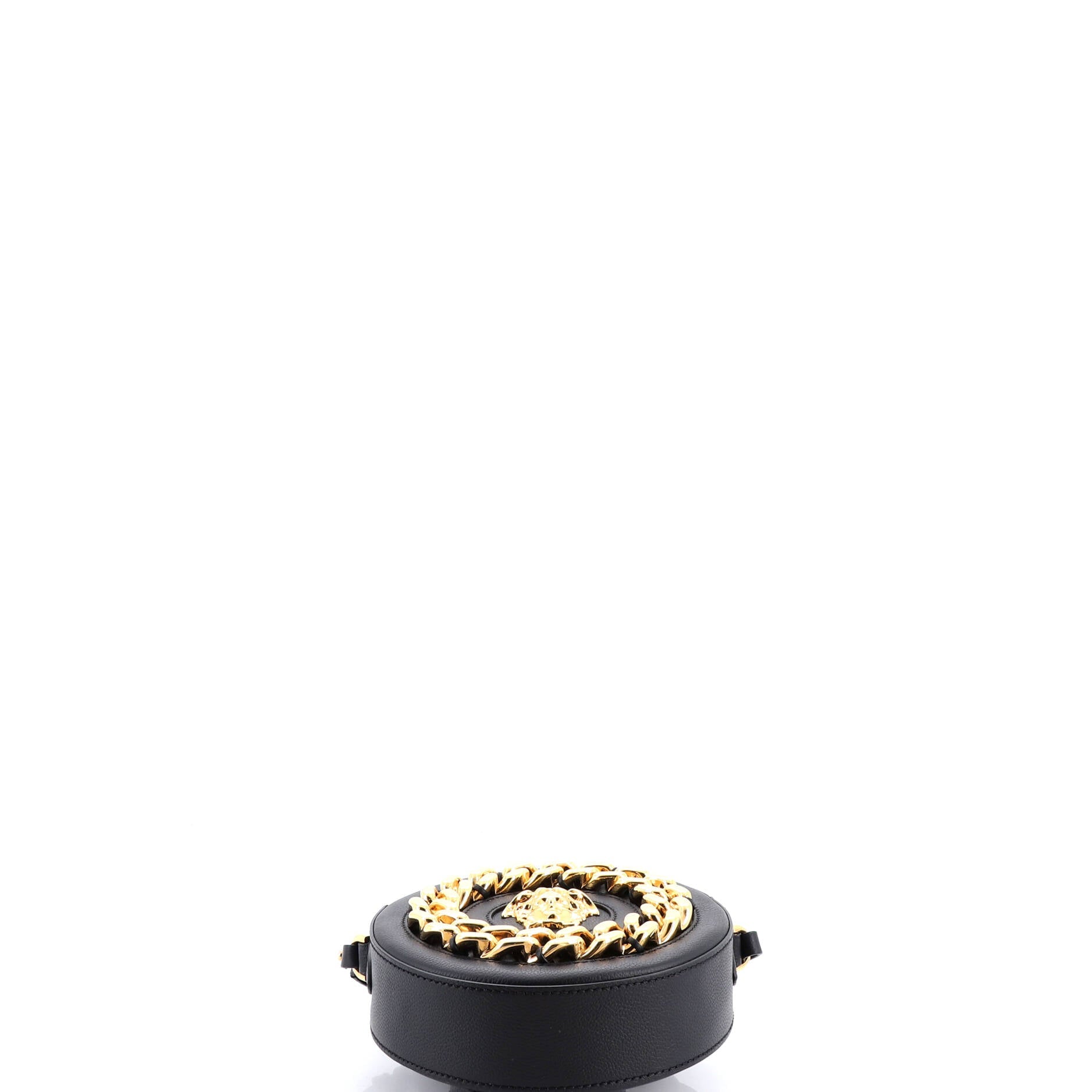 La Medusa Round Camera Bag Leather with Chain Detail Small