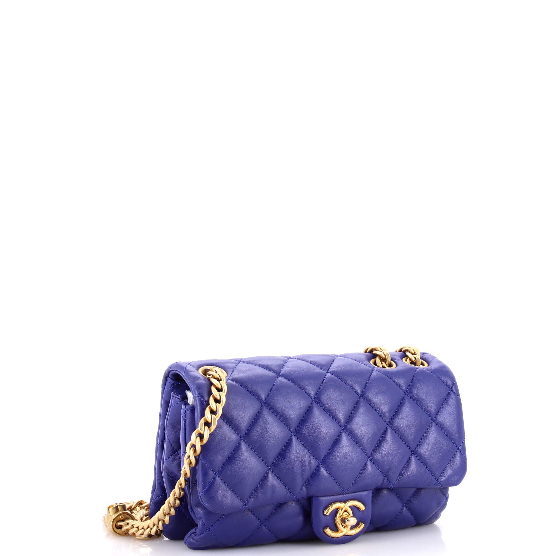 Pillow Crush Flap Bag Quilted Lambskin Small