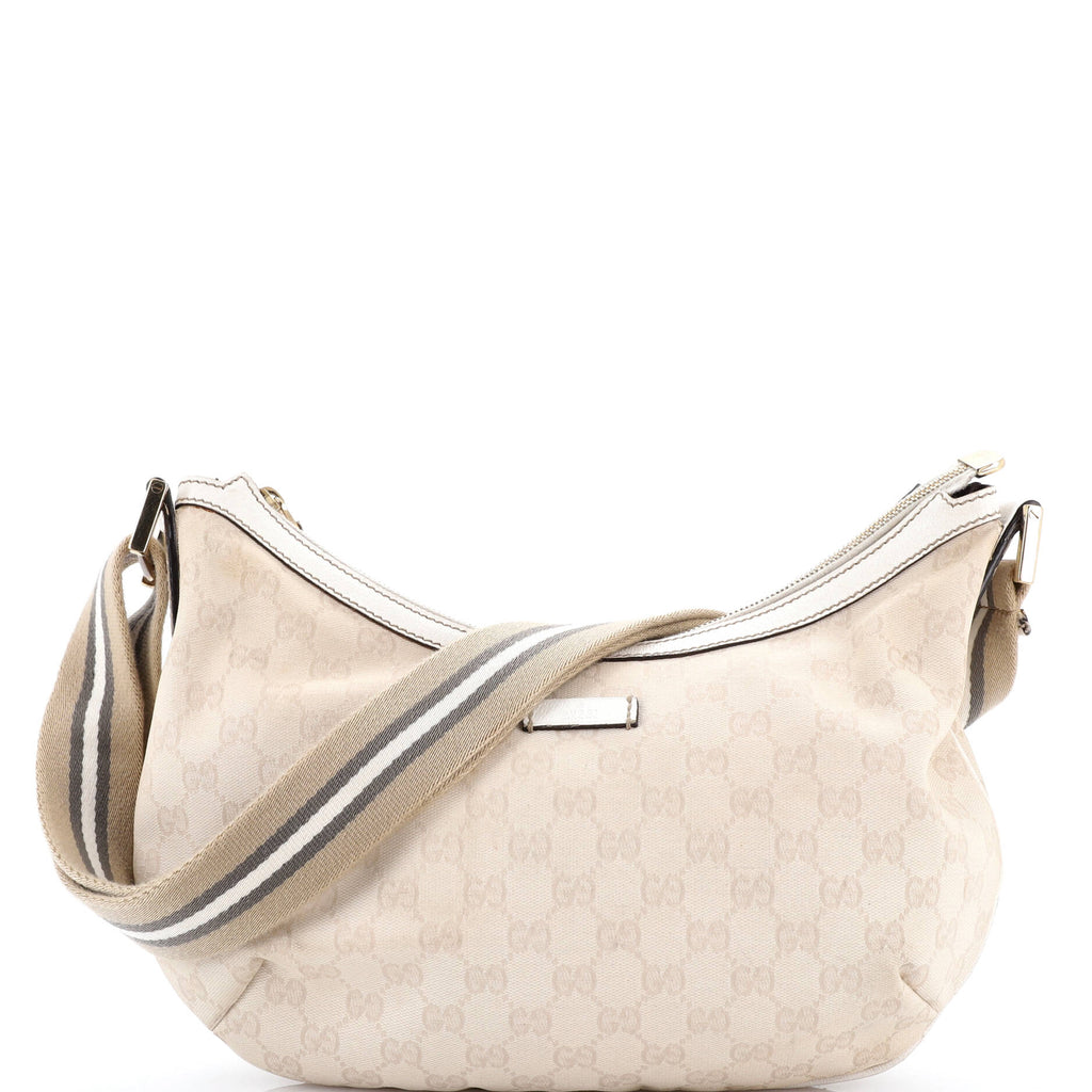 Saddle Zip Messenger Bag GG Canvas with Leather Medium