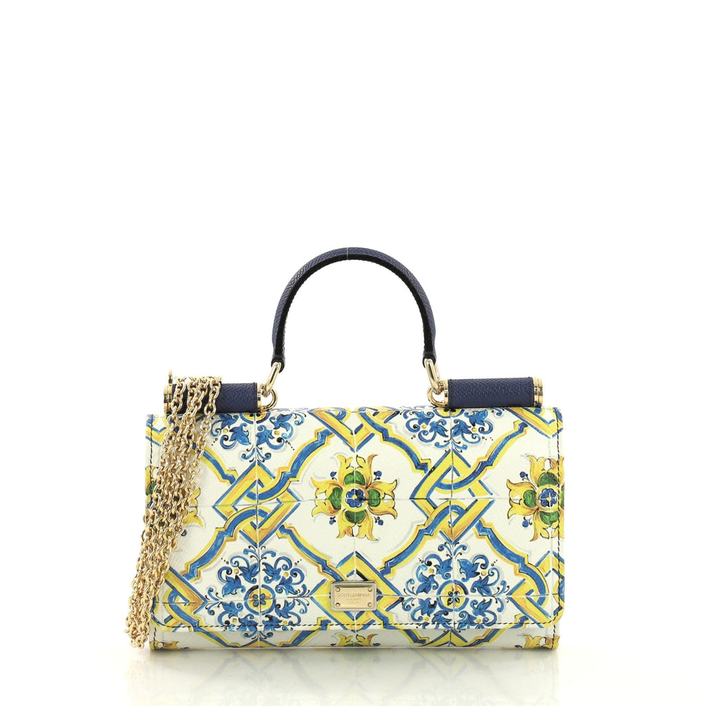 Sicily Wallet on Chain Printed Leather Mini