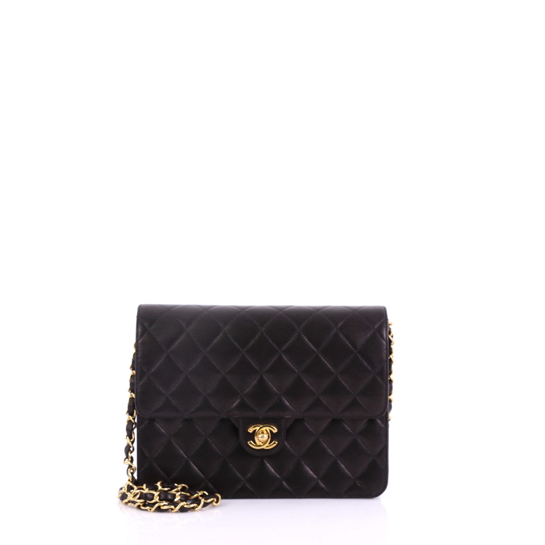 Vintage Clutch with Chain Quilted Leather Small