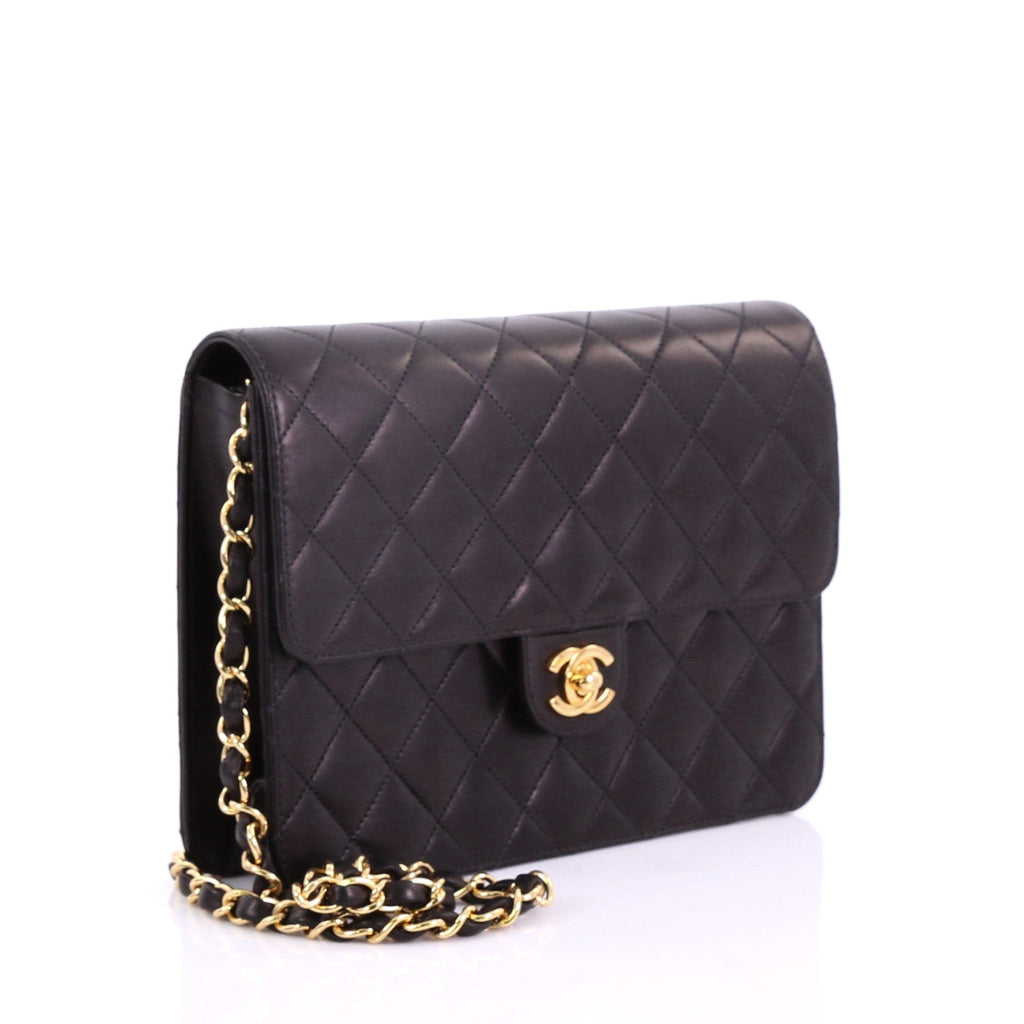 Vintage Clutch with Chain Quilted Leather Small