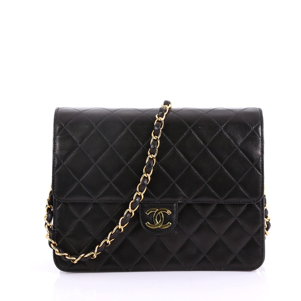 Vintage Clutch with Chain Quilted Leather Small