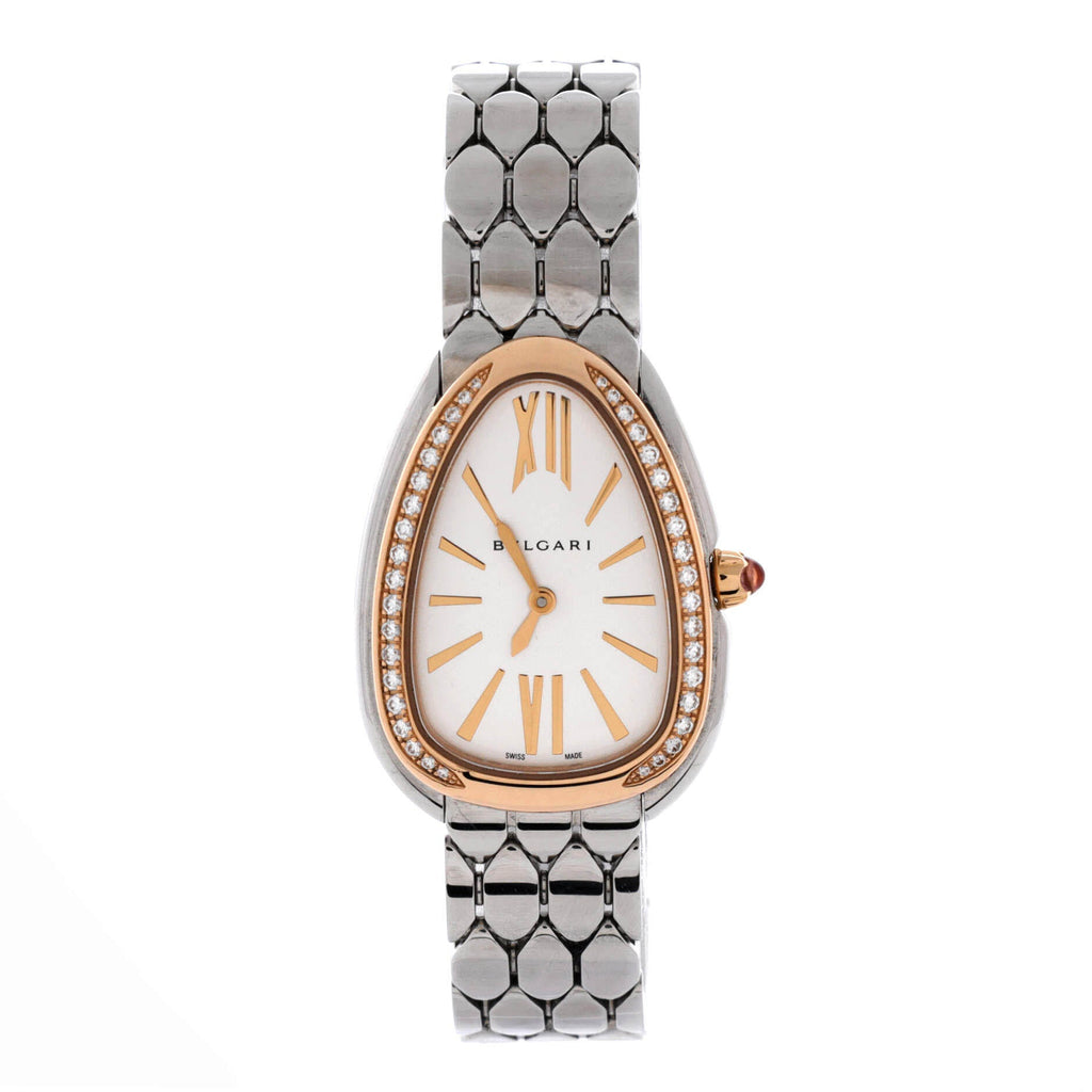 Serpenti Seduttori Quartz Watch Stainless Steel and Rose Gold with Diamond Bezel 25