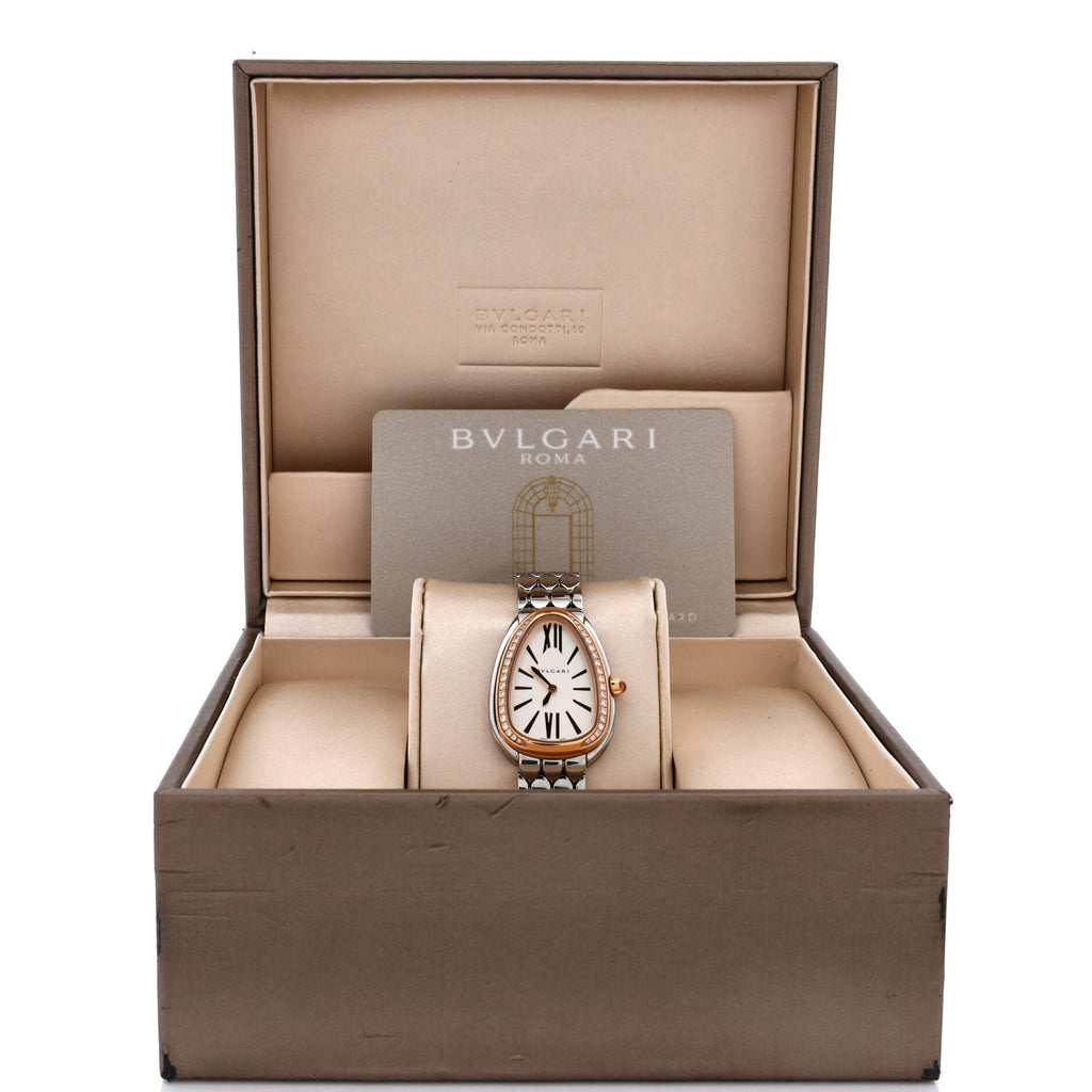 Serpenti Seduttori Quartz Watch Stainless Steel and Rose Gold with Diamond Bezel 25
