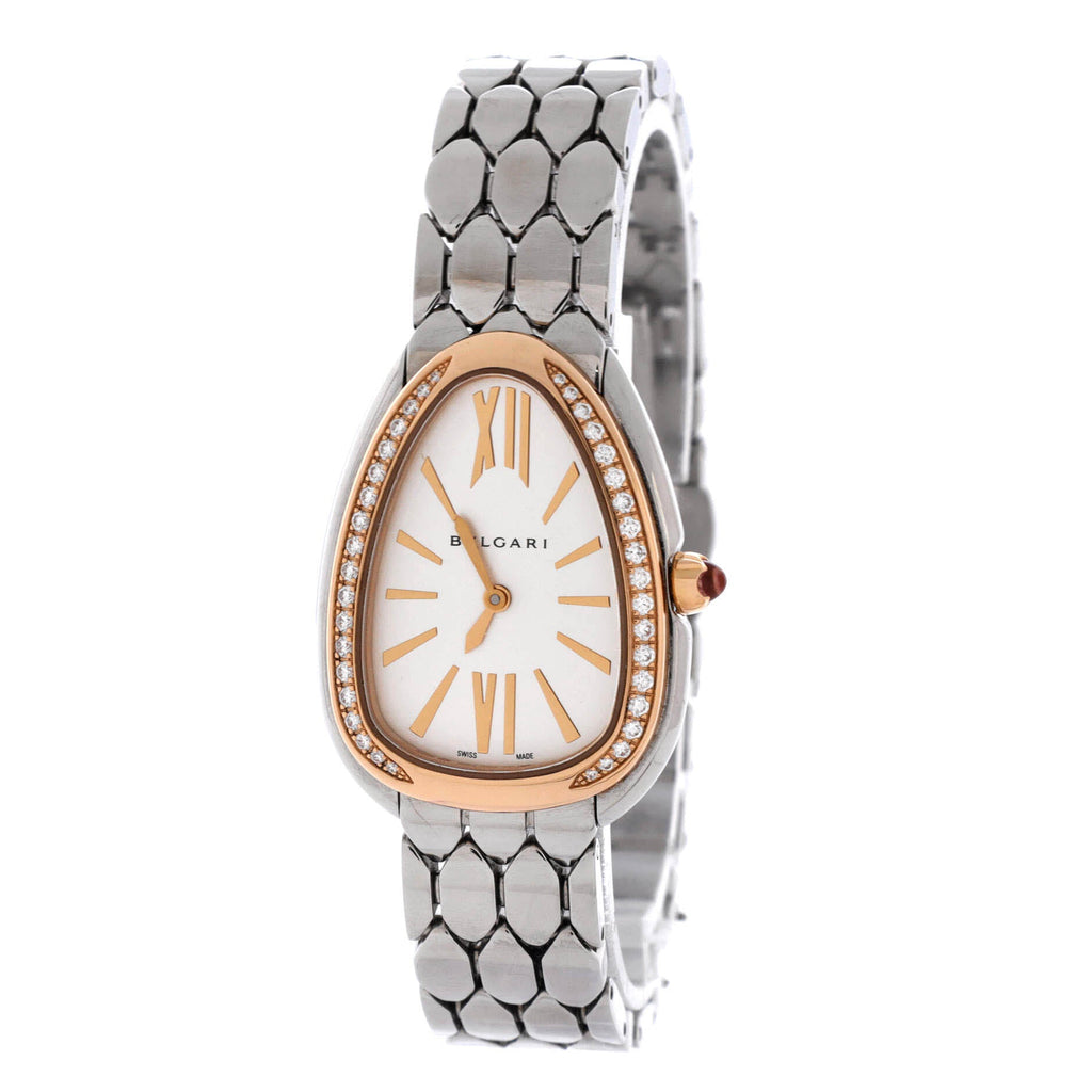 Serpenti Seduttori Quartz Watch Stainless Steel and Rose Gold with Diamond Bezel 25