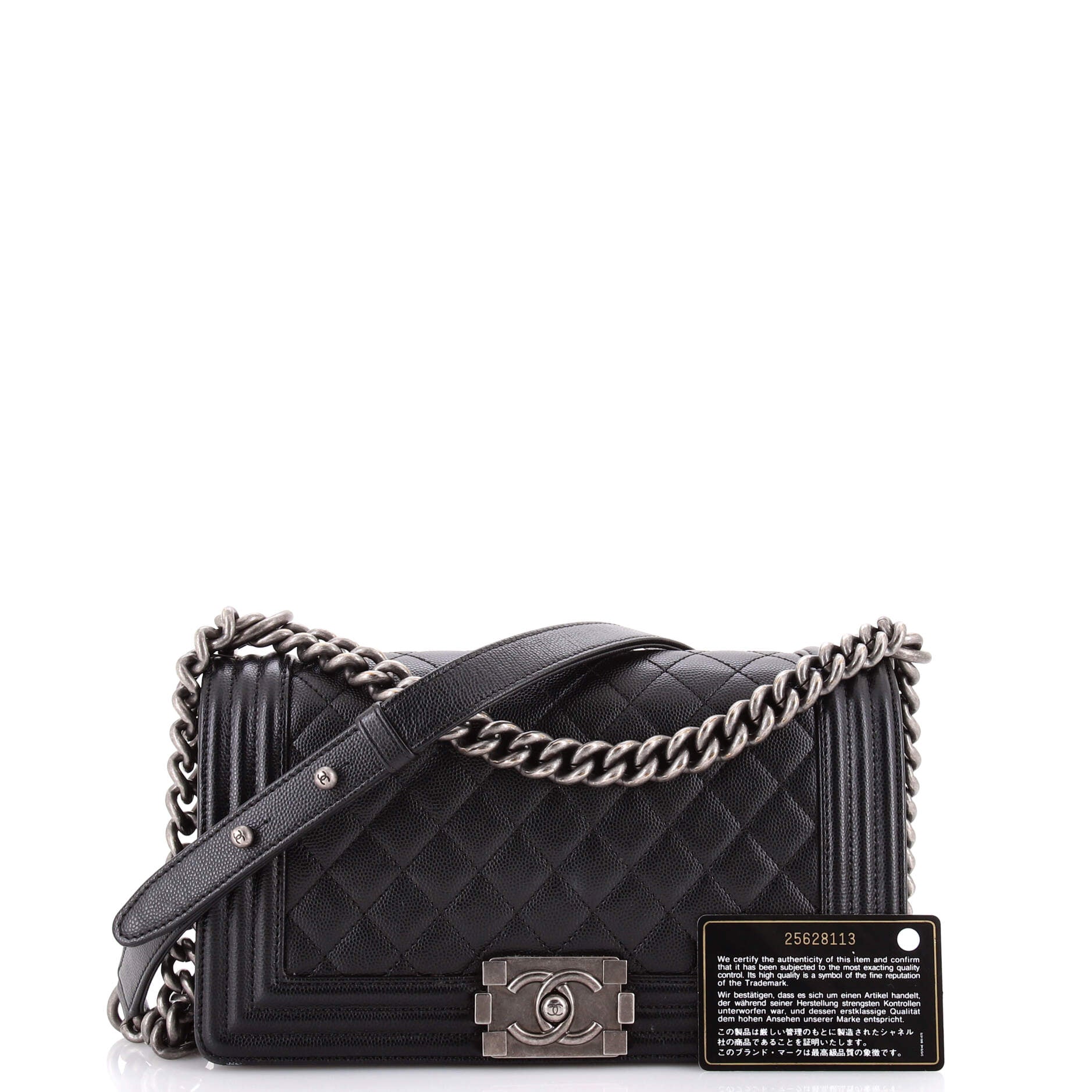 Boy Flap Bag Quilted Caviar Old Medium