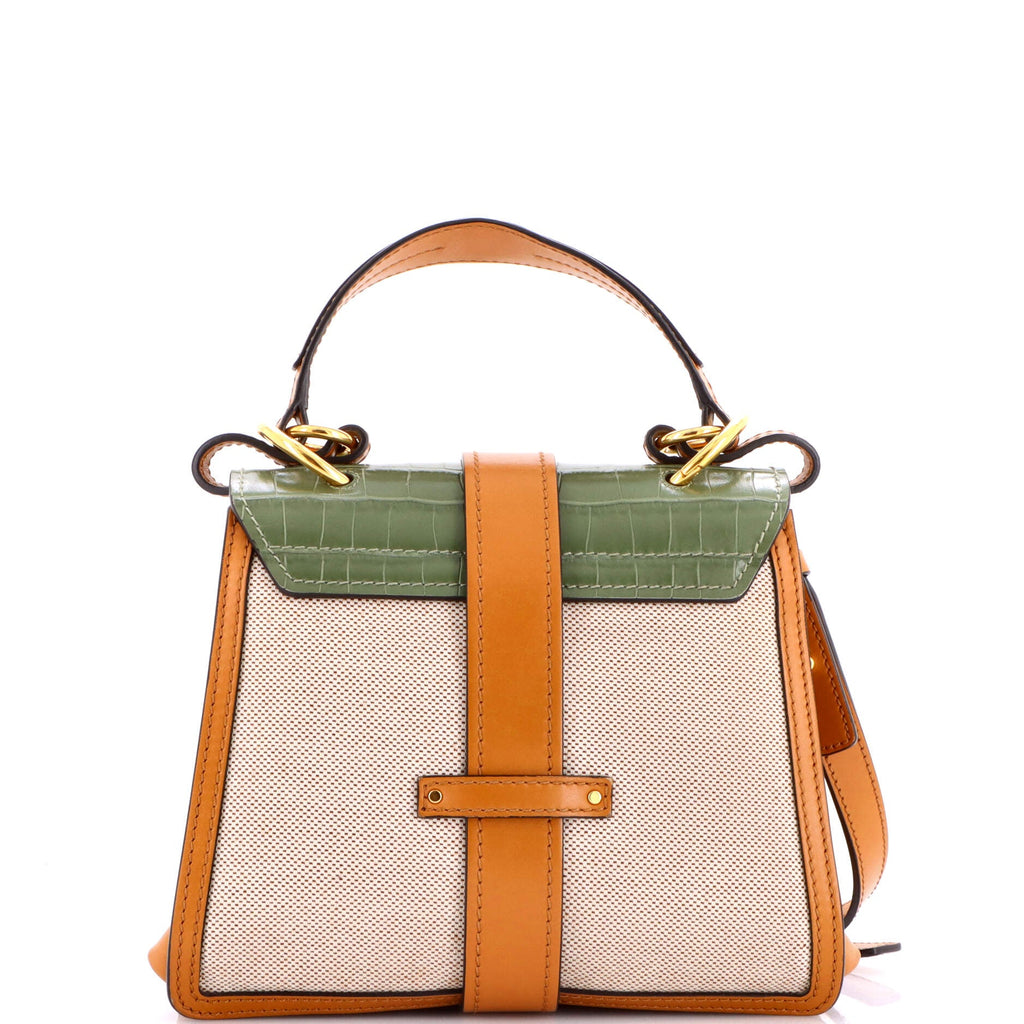 Aby Day Bag Crocodile Embossed Leather and Canvas Small
