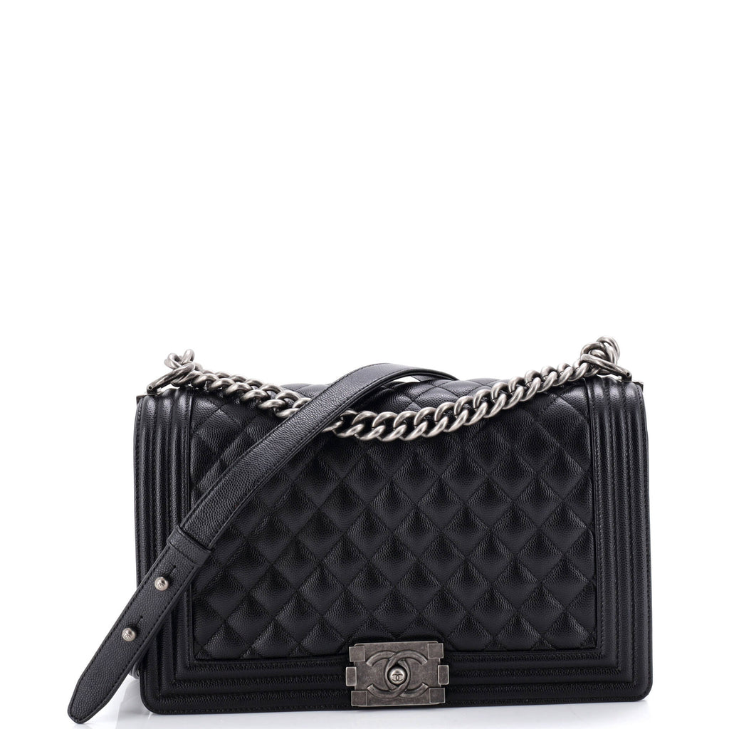 Boy Flap Bag Quilted Caviar New Medium