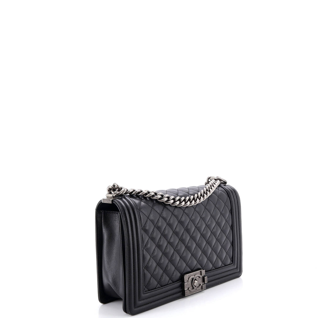 Boy Flap Bag Quilted Caviar New Medium