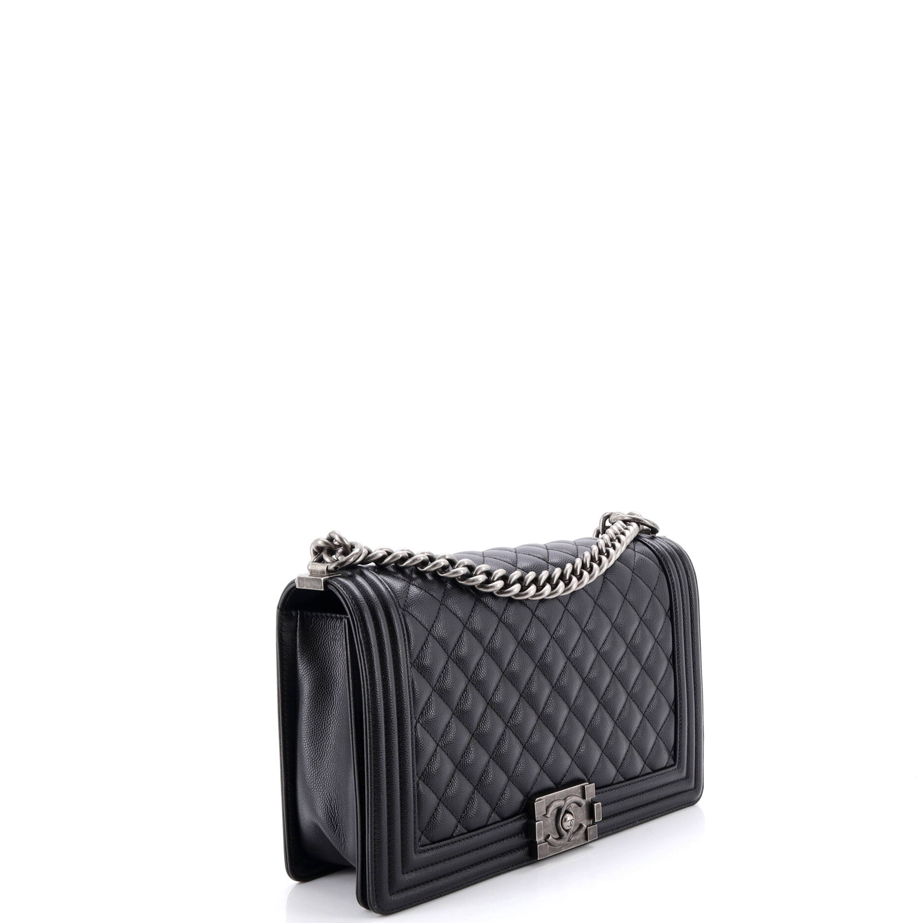 Boy Flap Bag Quilted Caviar New Medium