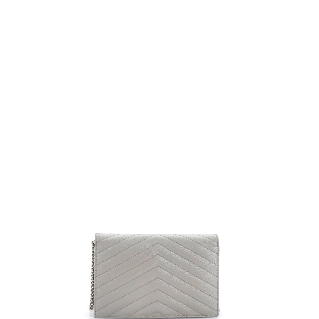 Classic Monogram Wallet on Chain Matelasse Chevron Leather Small