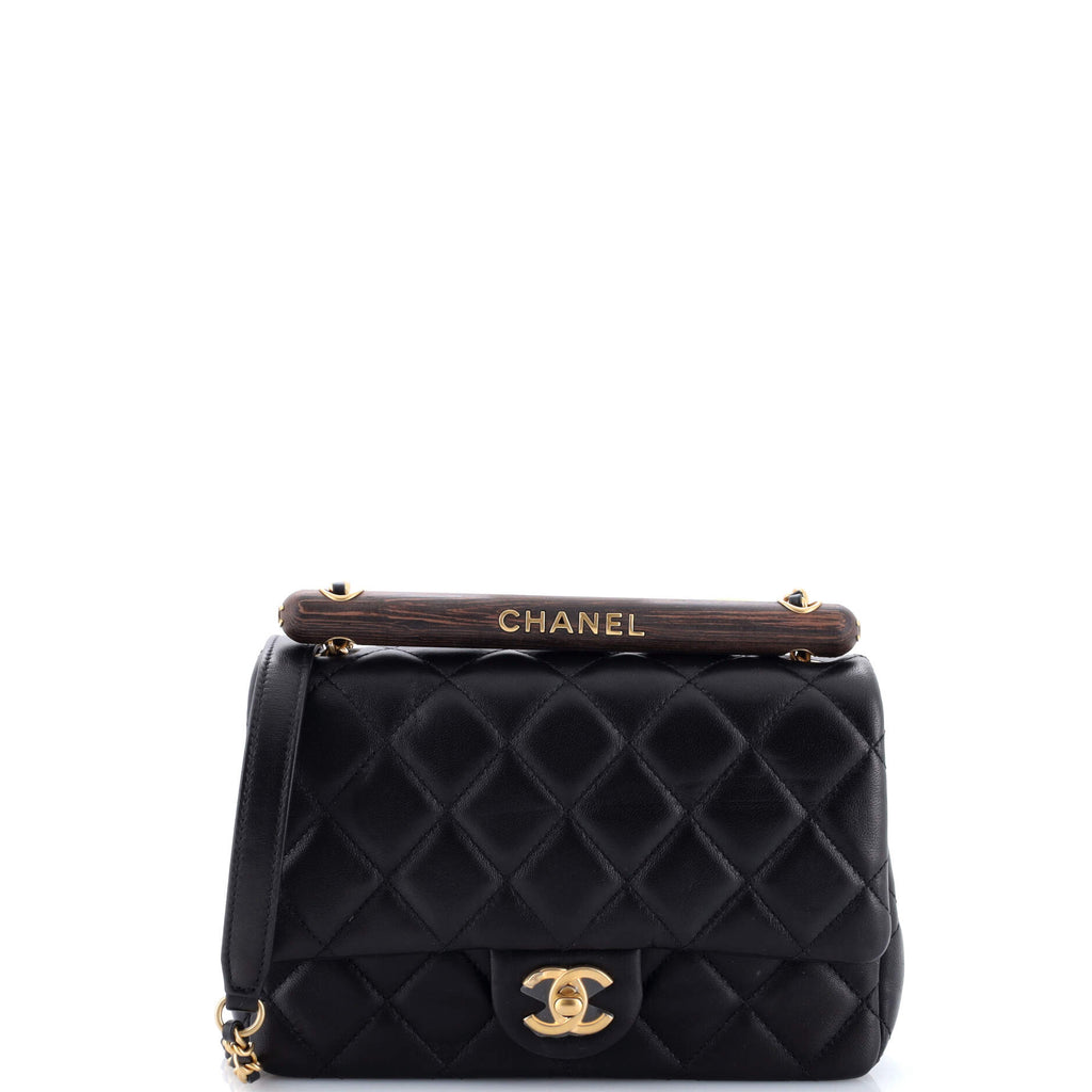 Wenge Wood Flap Bag Quilted Lambskin Mini