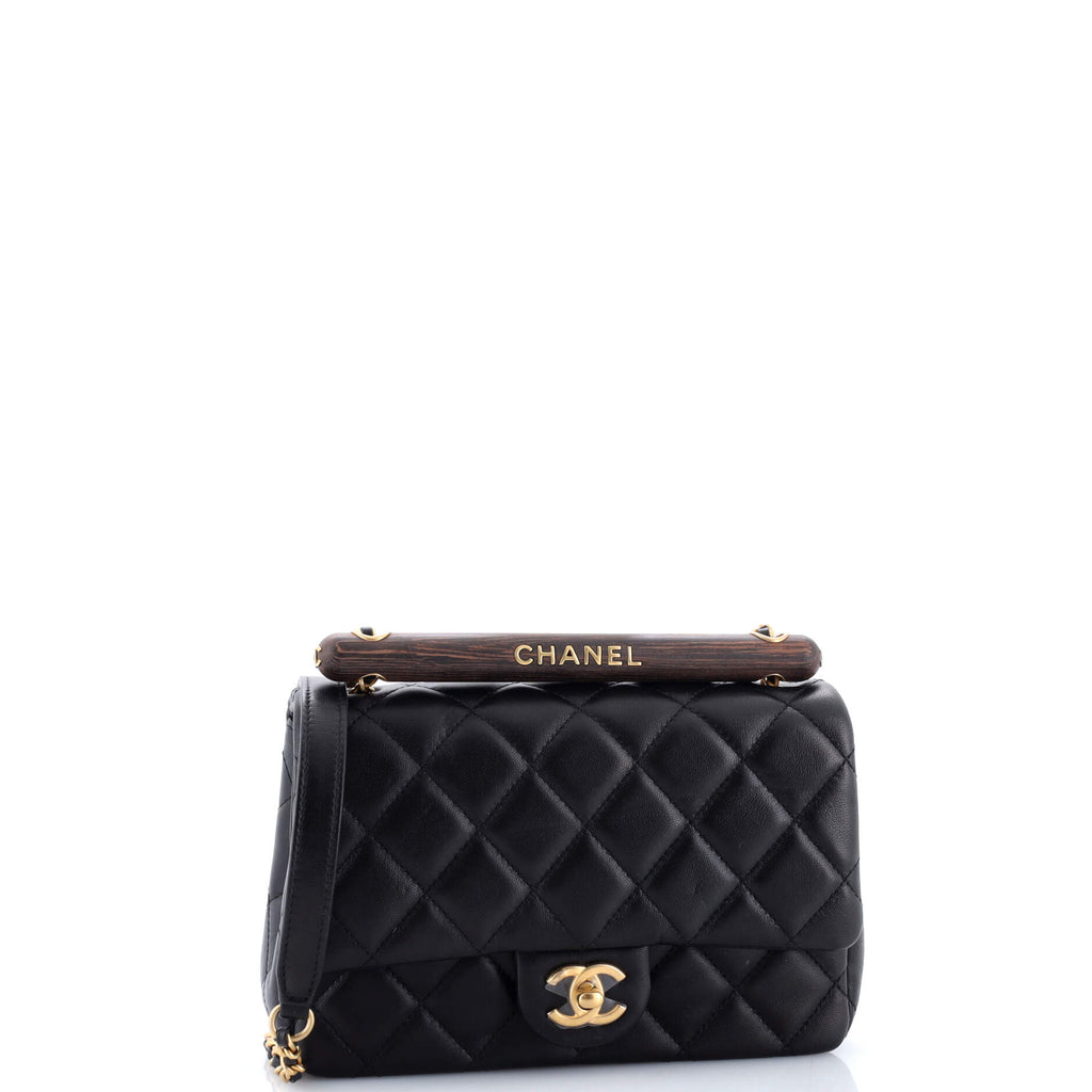 Wenge Wood Flap Bag Quilted Lambskin Mini