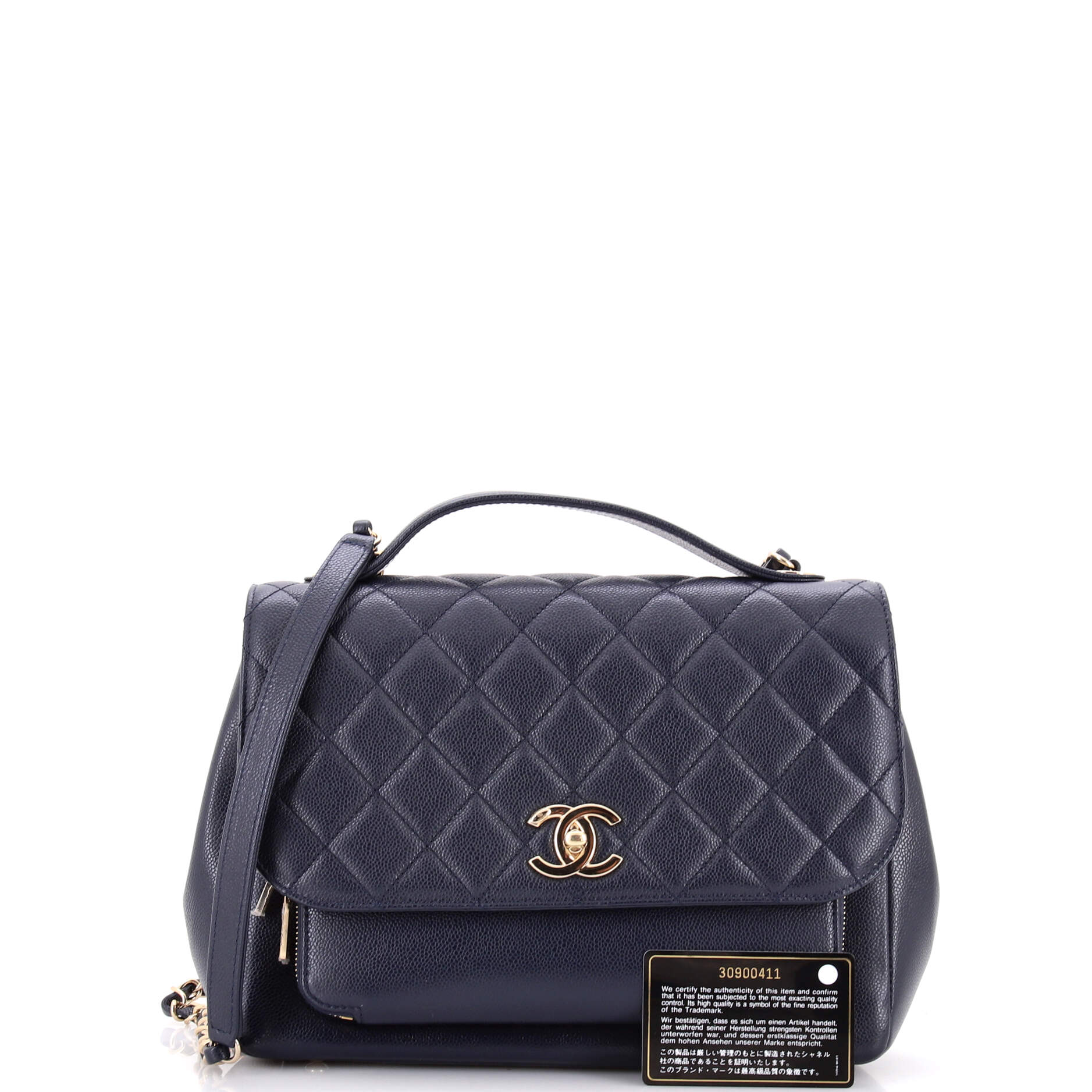 Business Affinity Flap Bag Quilted Caviar Large