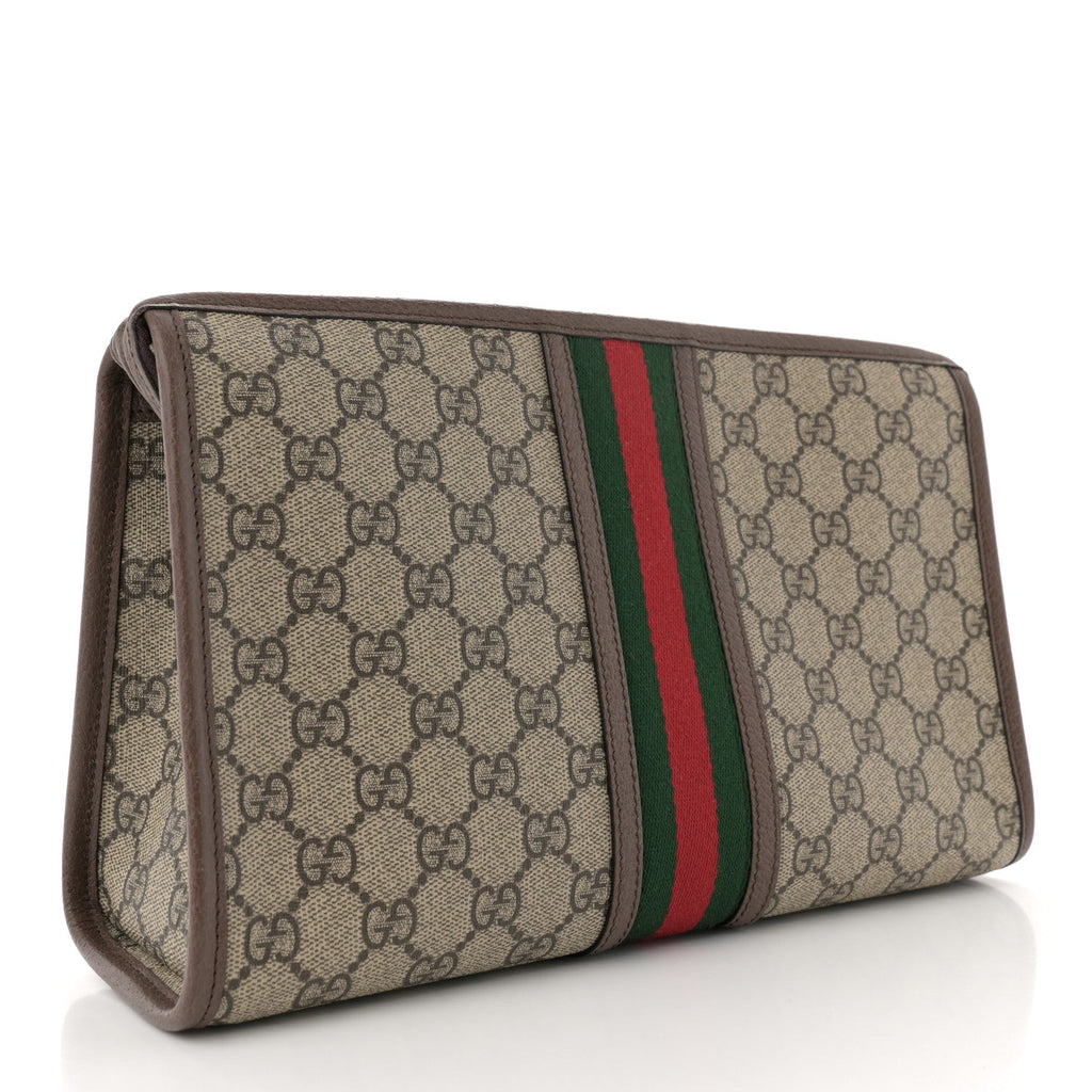 GG Supreme Monogram Web Ophidia GG Toiletry Case Beige New Acero