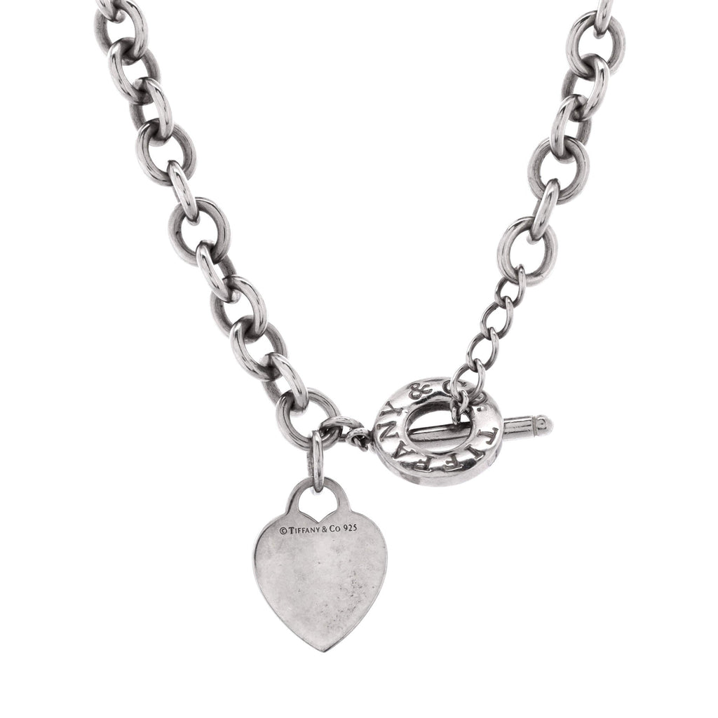 Heart Tag Toggle Chain Necklace Sterling Silver