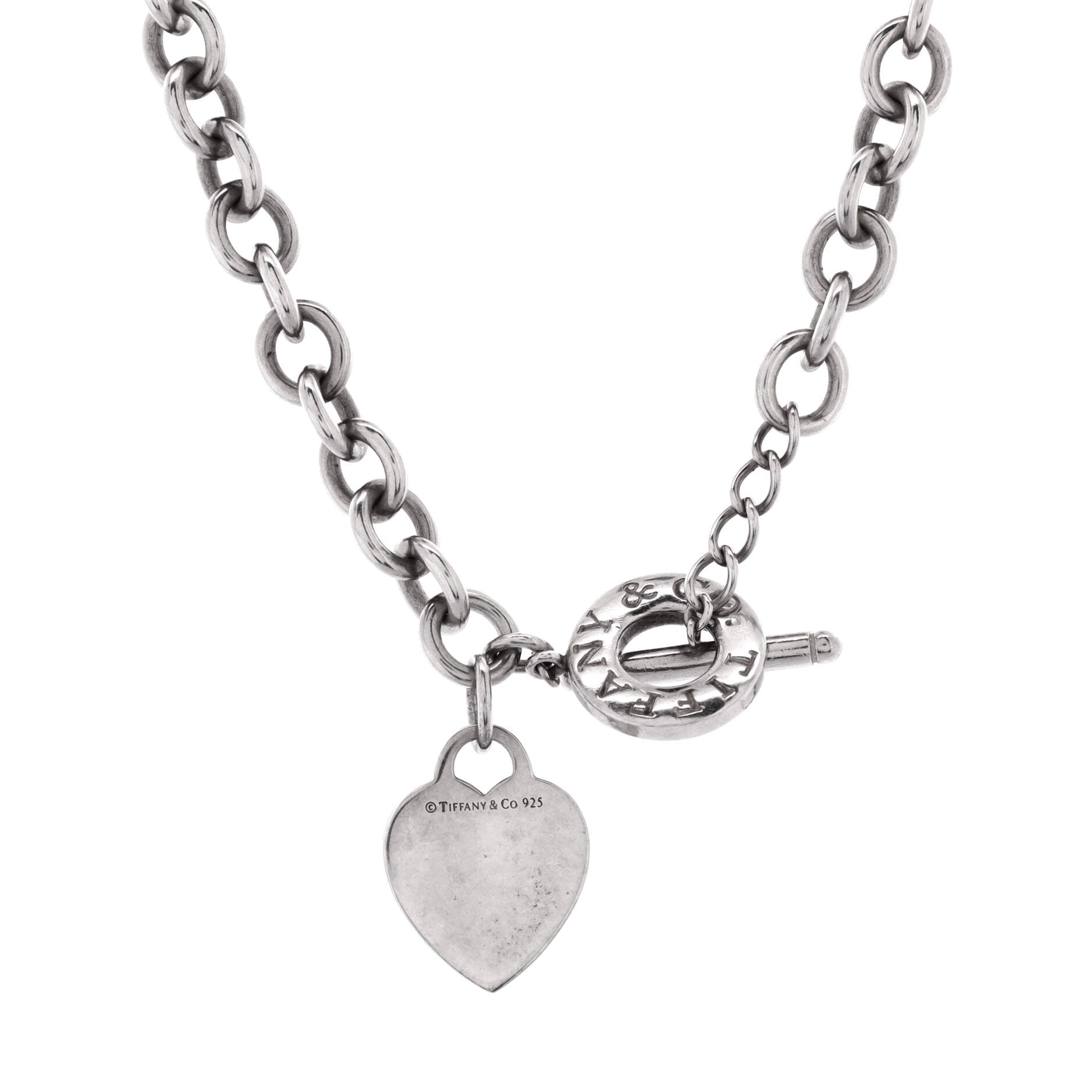 Heart Tag Toggle Chain Necklace Sterling Silver