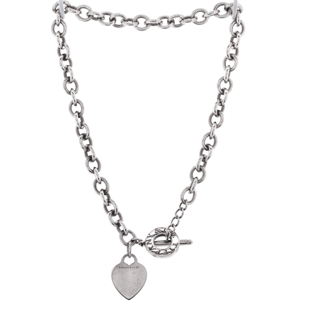 Heart Tag Toggle Chain Necklace Sterling Silver