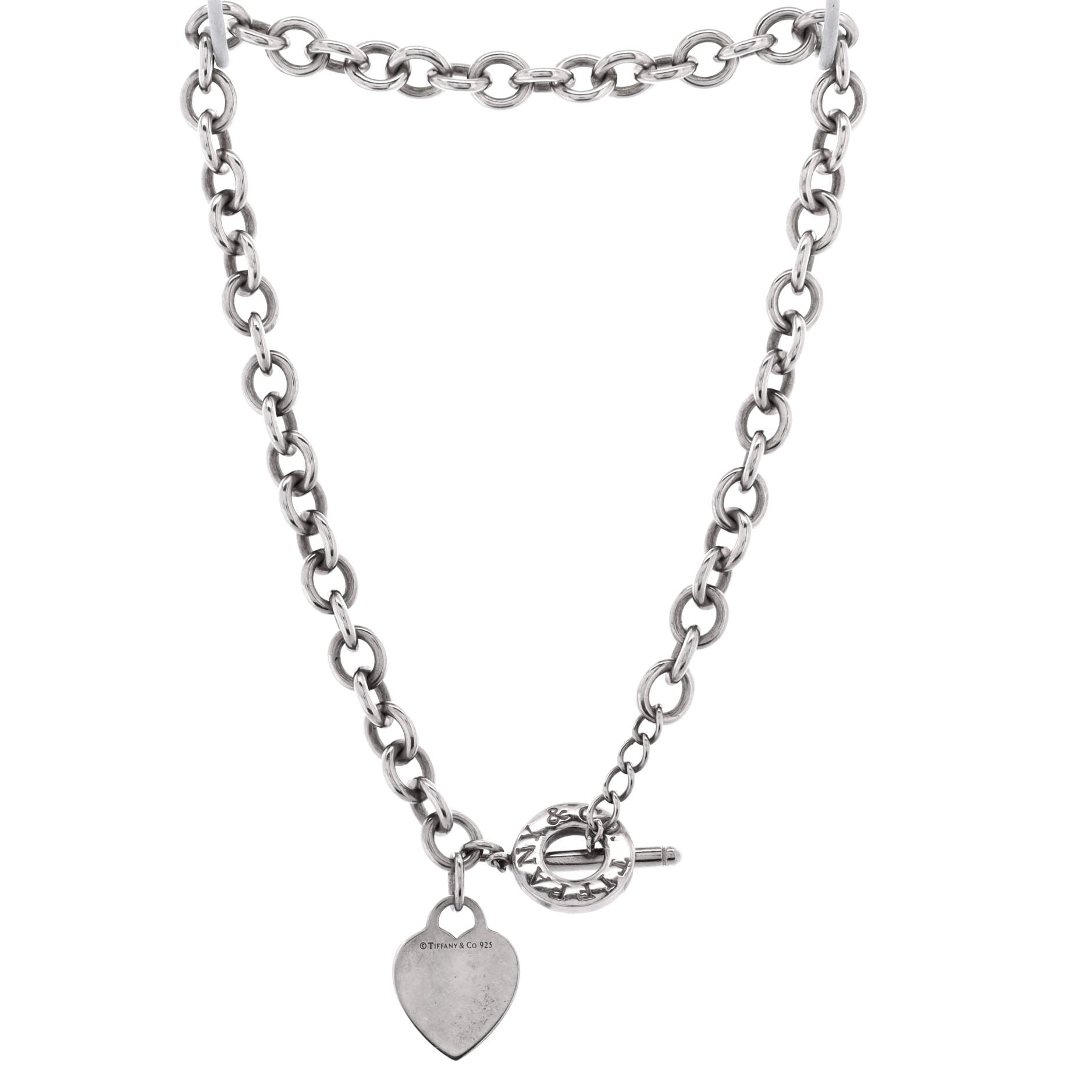 Heart Tag Toggle Chain Necklace Sterling Silver