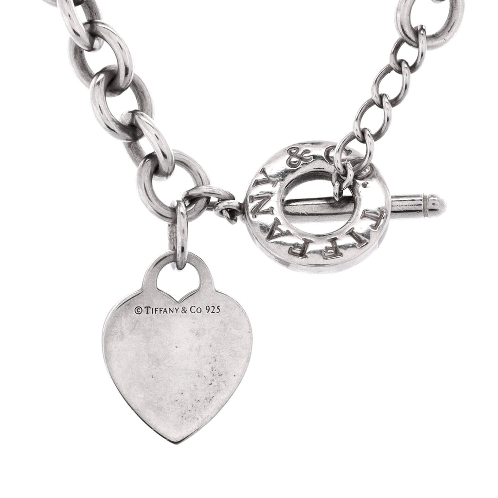 Heart Tag Toggle Chain Necklace Sterling Silver